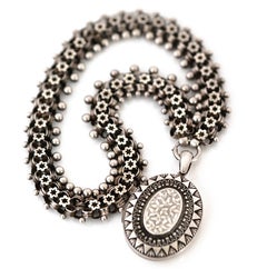 Antique Victorian Silver Star Ivy Locket and Collar Necklace