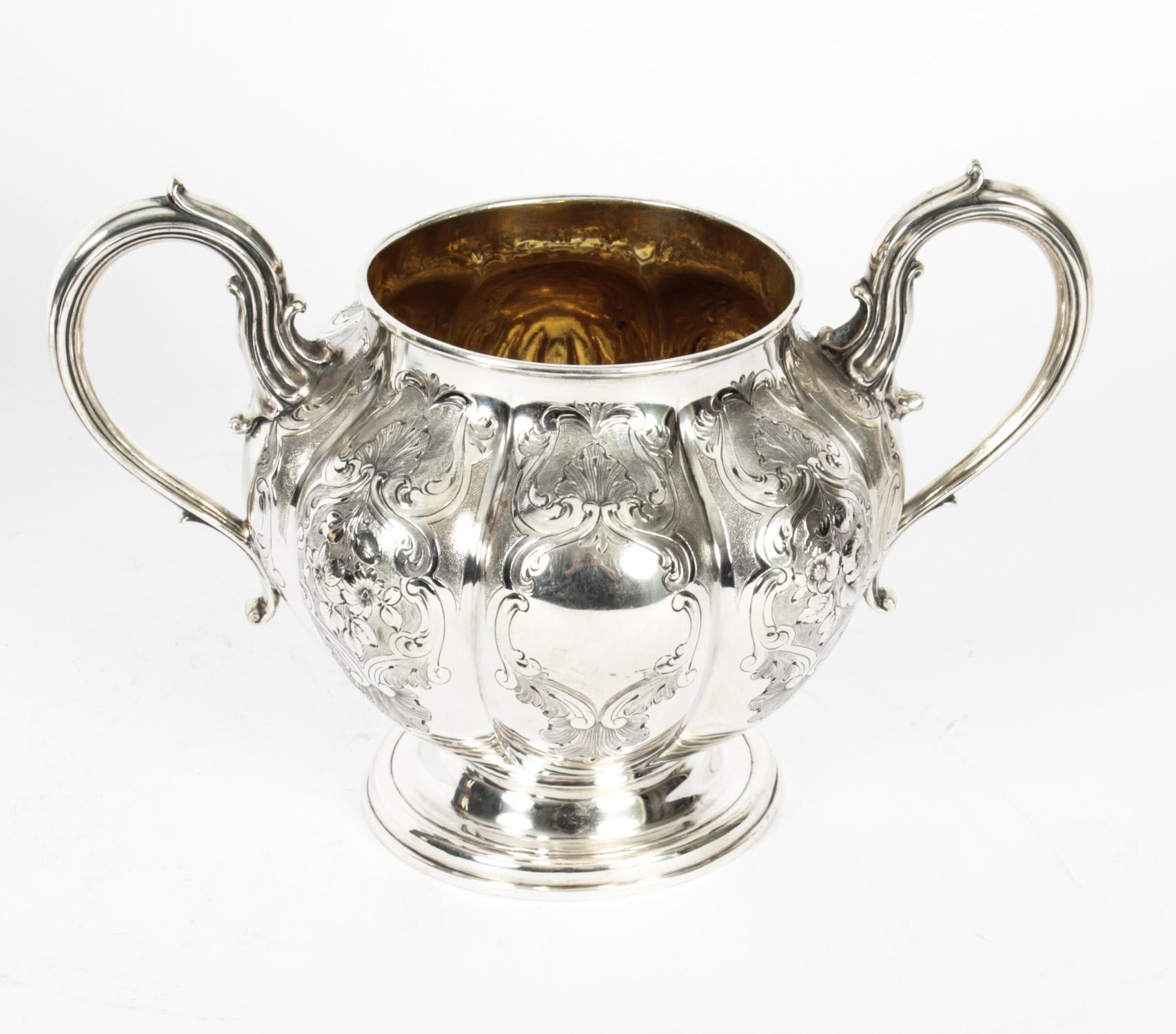 Antique Victorian Silver Sugar Bowl by Elkington & Co 1857 19th C 5