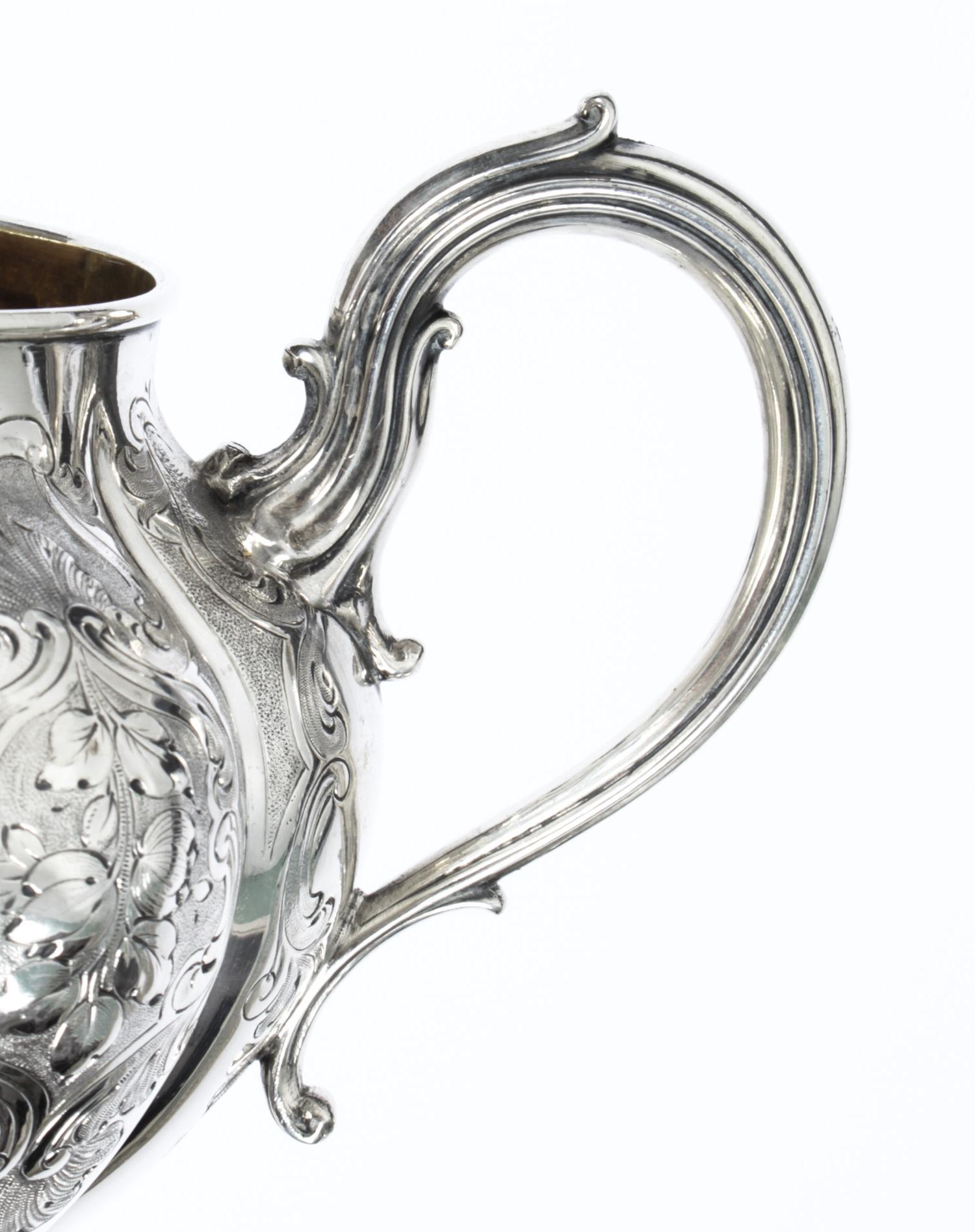 Mid-19th Century Antique Victorian Silver Sugar Bowl by Elkington & Co 1857 19th C