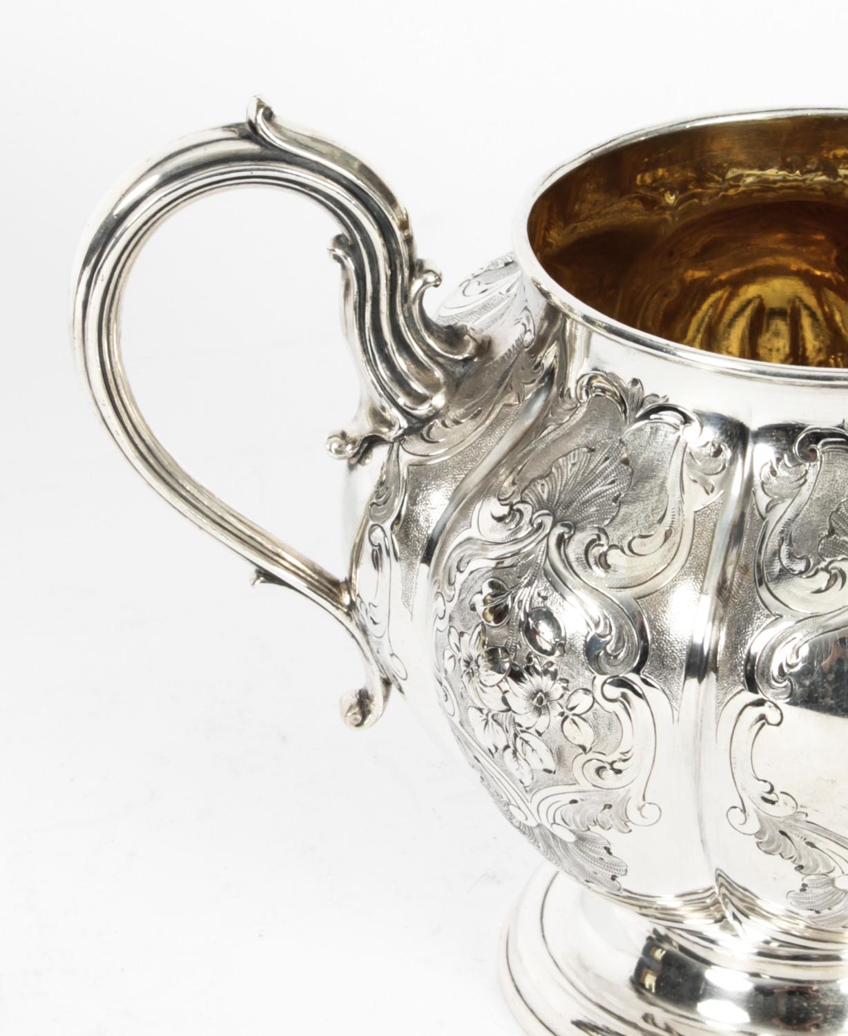 Antique Victorian Silver Sugar Bowl by Elkington & Co 1857 19th C 1