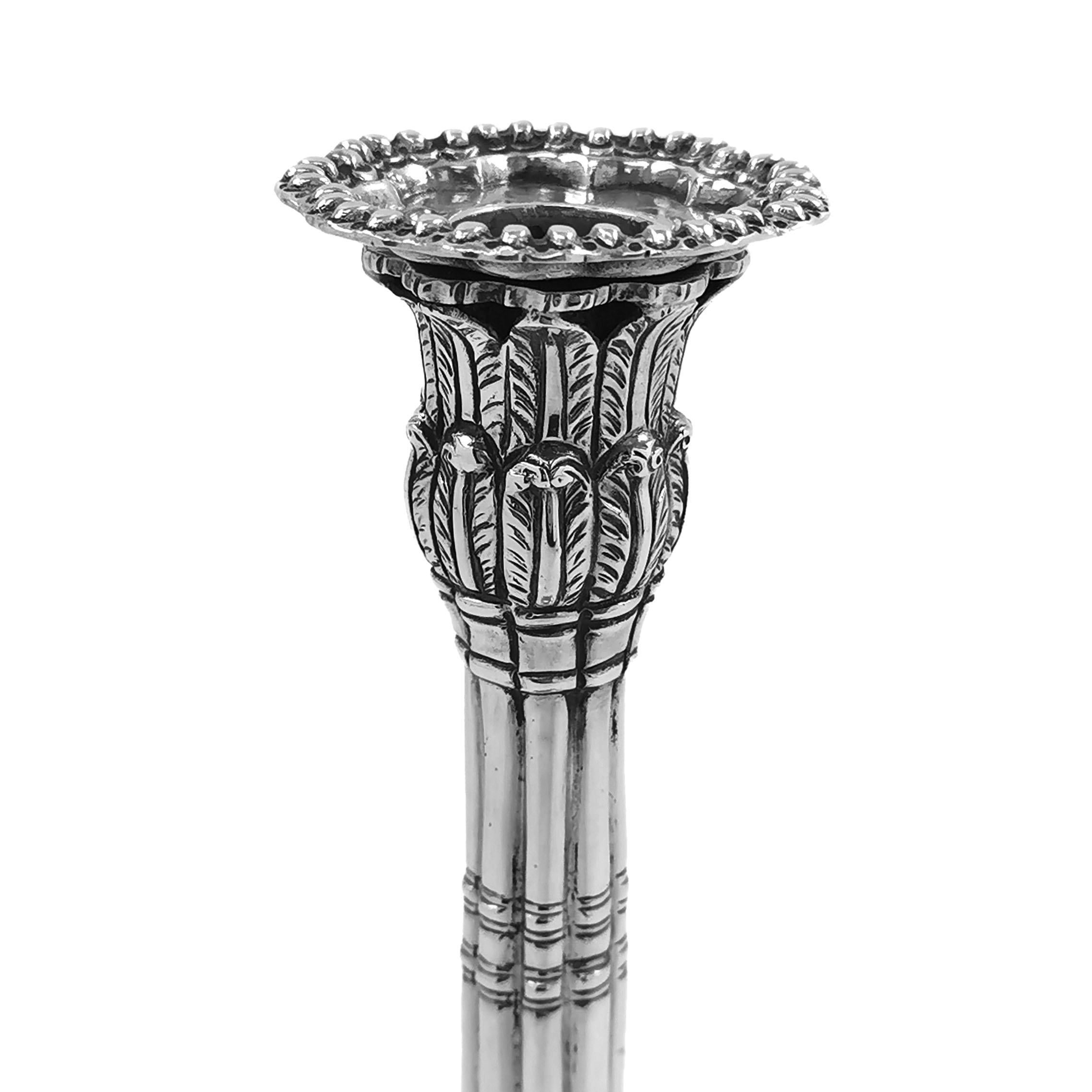 Sterling Silver Antique Victorian Silver Taper Stick Candlestick 1867 Adams 18th Century Style