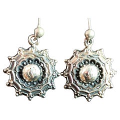 Antique Victorian silver target earrings 