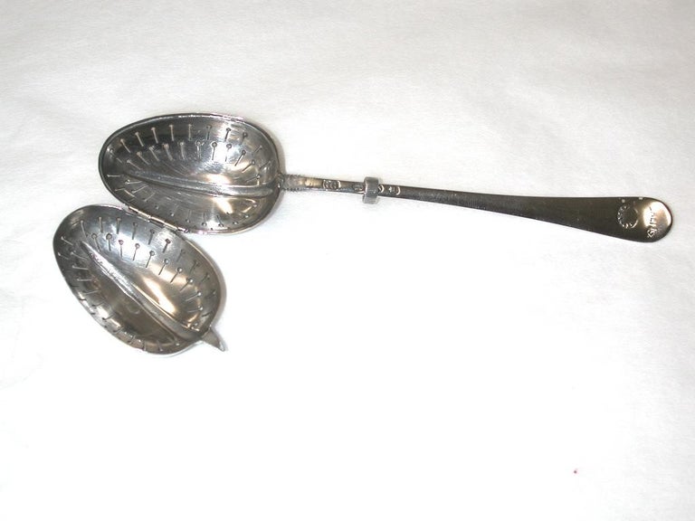 Antique Victorian Silver Tea Infuser Spoon, Gray, London 1892 at