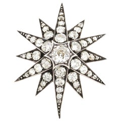 Pendentif en forme d'étoile en or et diamant de style victorien ancien:: recouvert d'argent