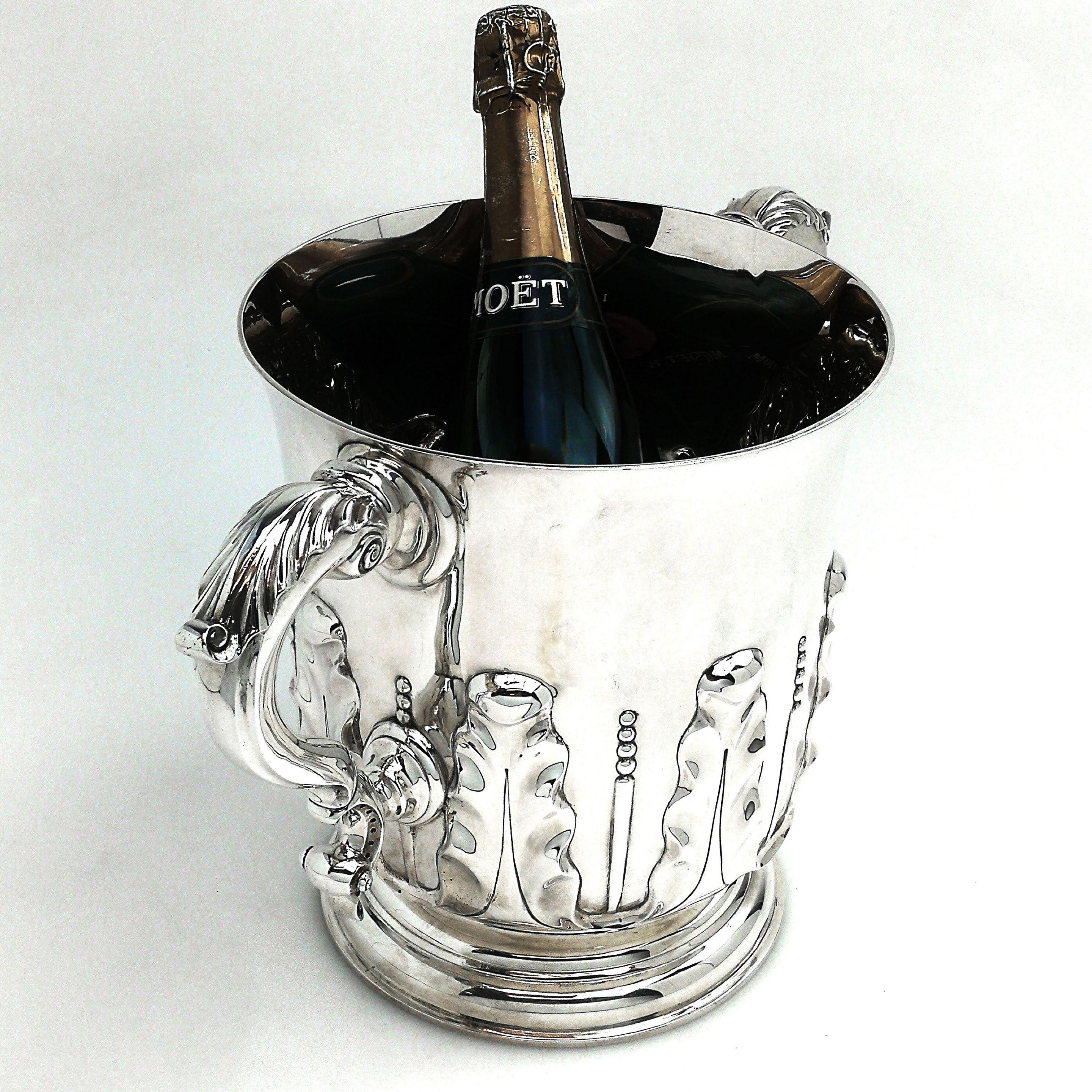 English Antique Victorian Silver Two Handled Cup 1896 Champagne Wine Cooler