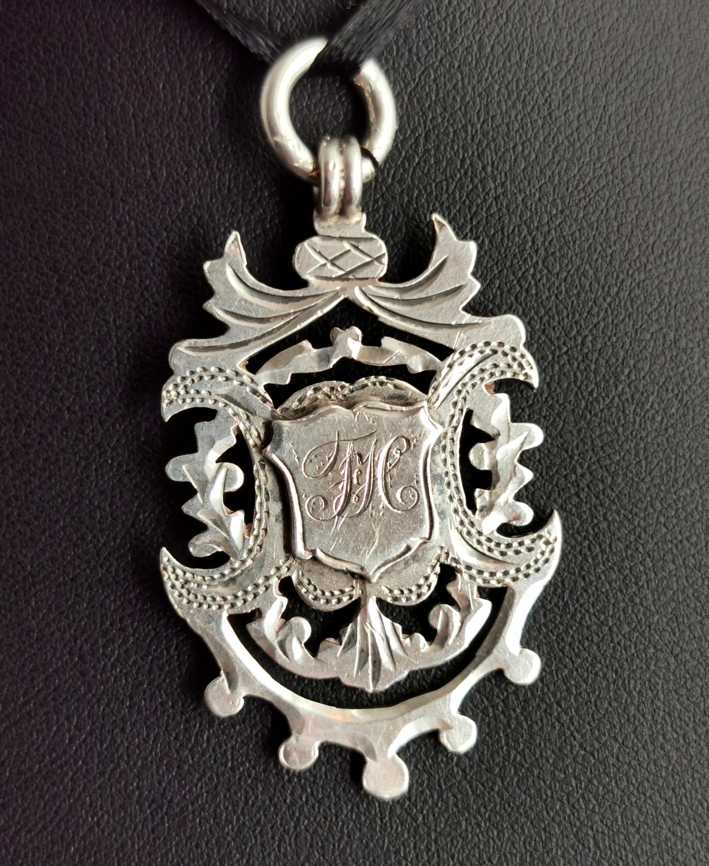Antique Victorian Silver Watch Fob Pendant, Gymnastics  5