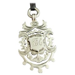 Antique Victorian Silver Watch Fob Pendant, Gymnastics