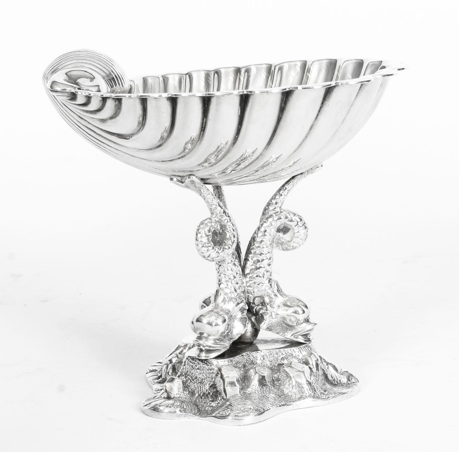 This is a fine quality antique silver plated Victorian centrepiece bearing the makers stamp to the underside of the renowned silversmiths Benetfink & Co., Cheapside, London, mid-19th century in date.

This wonderful centerpiece was made in the