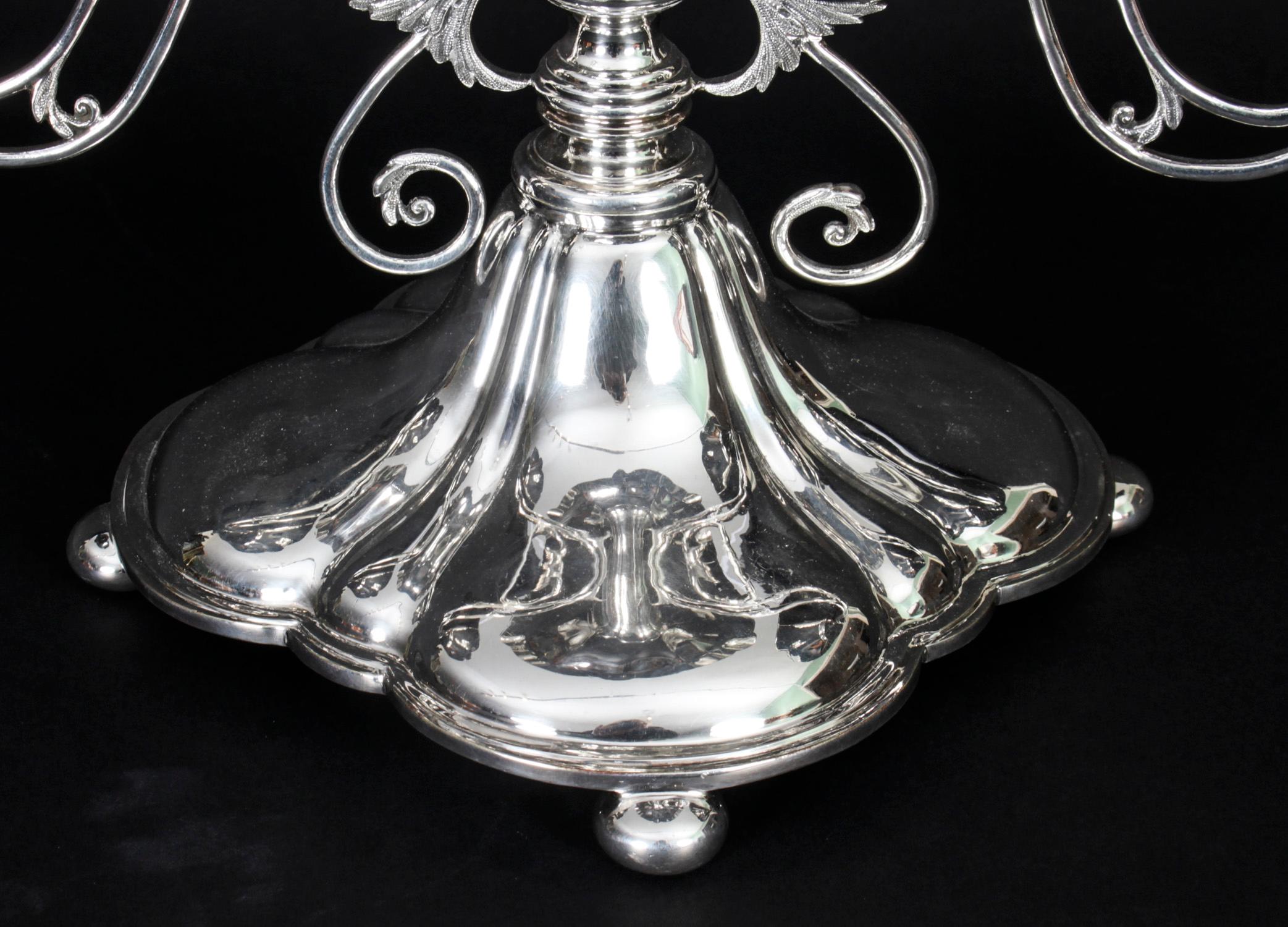 Late 19th Century Antique Victorian Silverplate Centrepiece James Deakin 19th Century For Sale