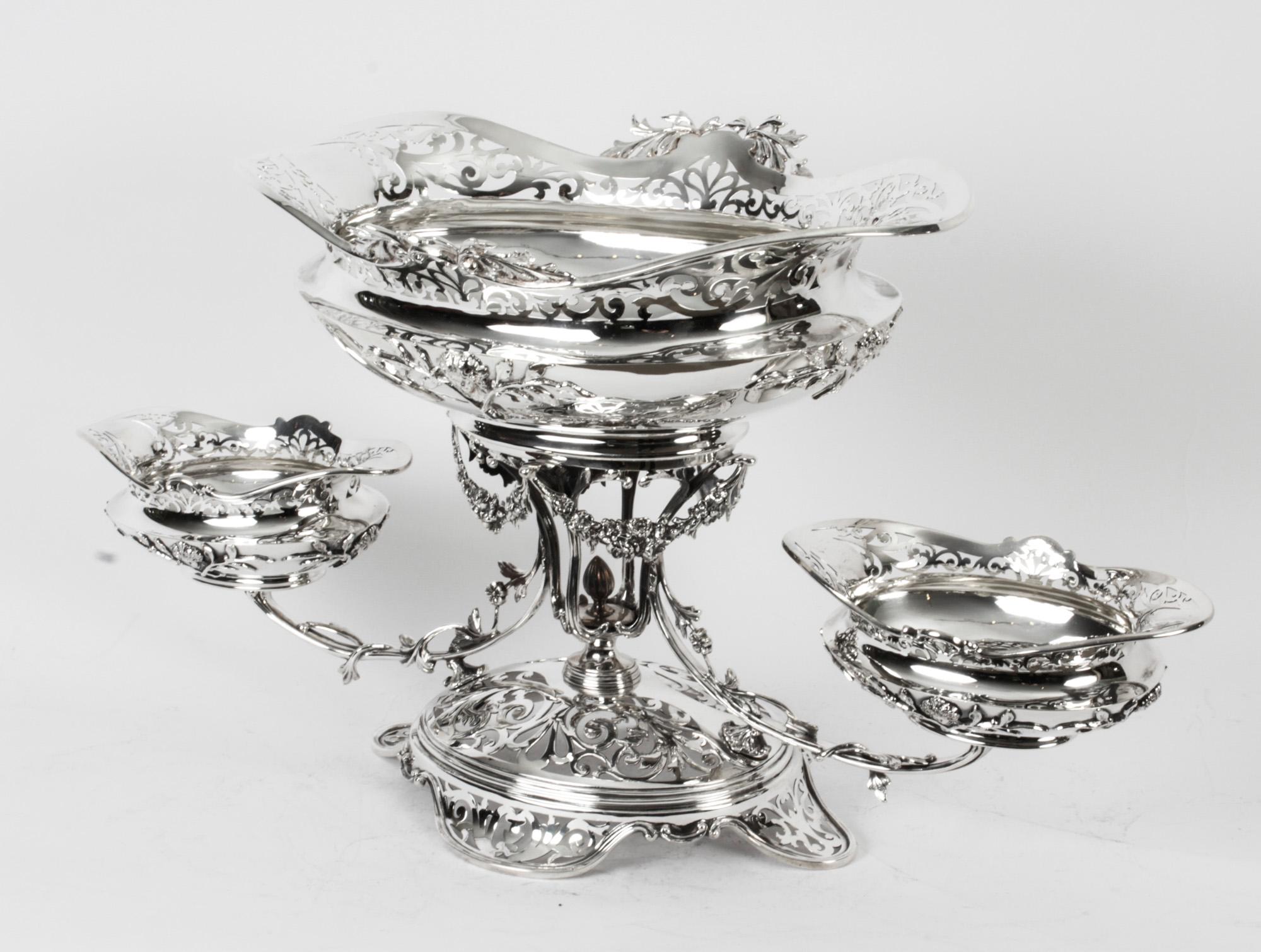 Antique Victorian Silverplate Centrepiece Mappin & Webb 1880 19th Century For Sale 6