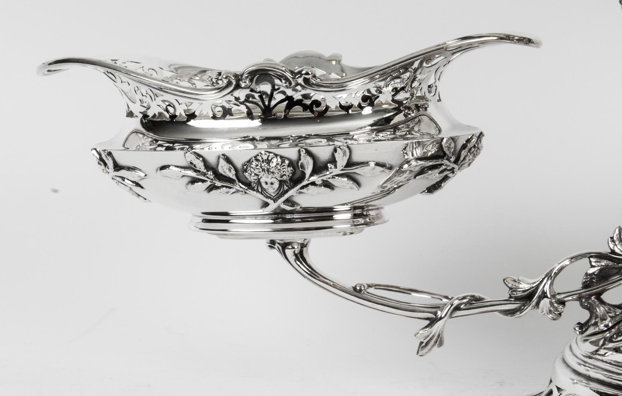 English Antique Victorian Silverplate Centrepiece Mappin & Webb 1880 19th Century For Sale