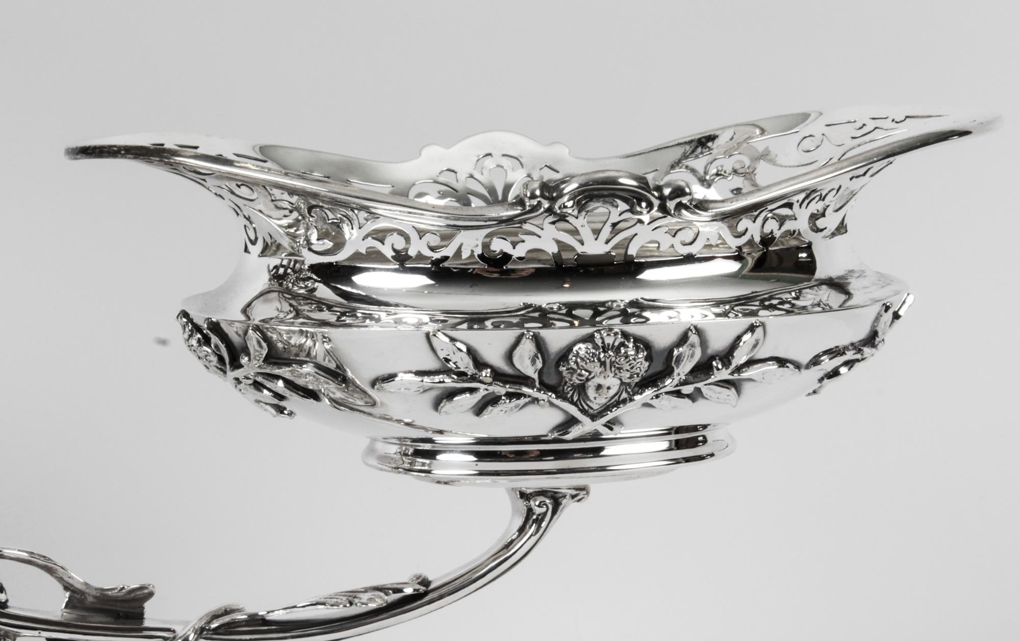 Antique Victorian Silverplate Centrepiece Mappin & Webb 1880 19th Century In Good Condition For Sale In London, GB
