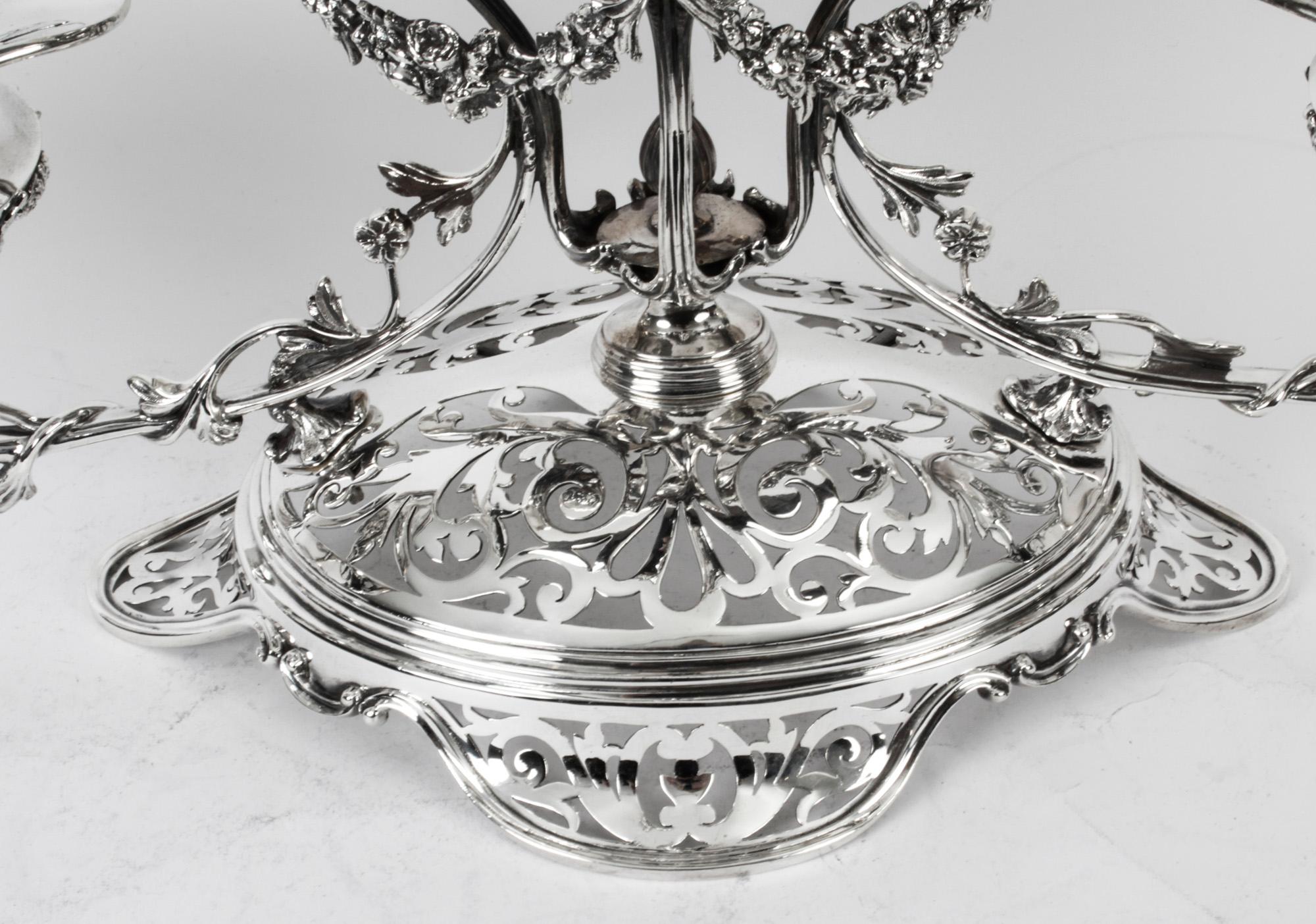 Late 19th Century Antique Victorian Silverplate Centrepiece Mappin & Webb 1880 19th Century For Sale