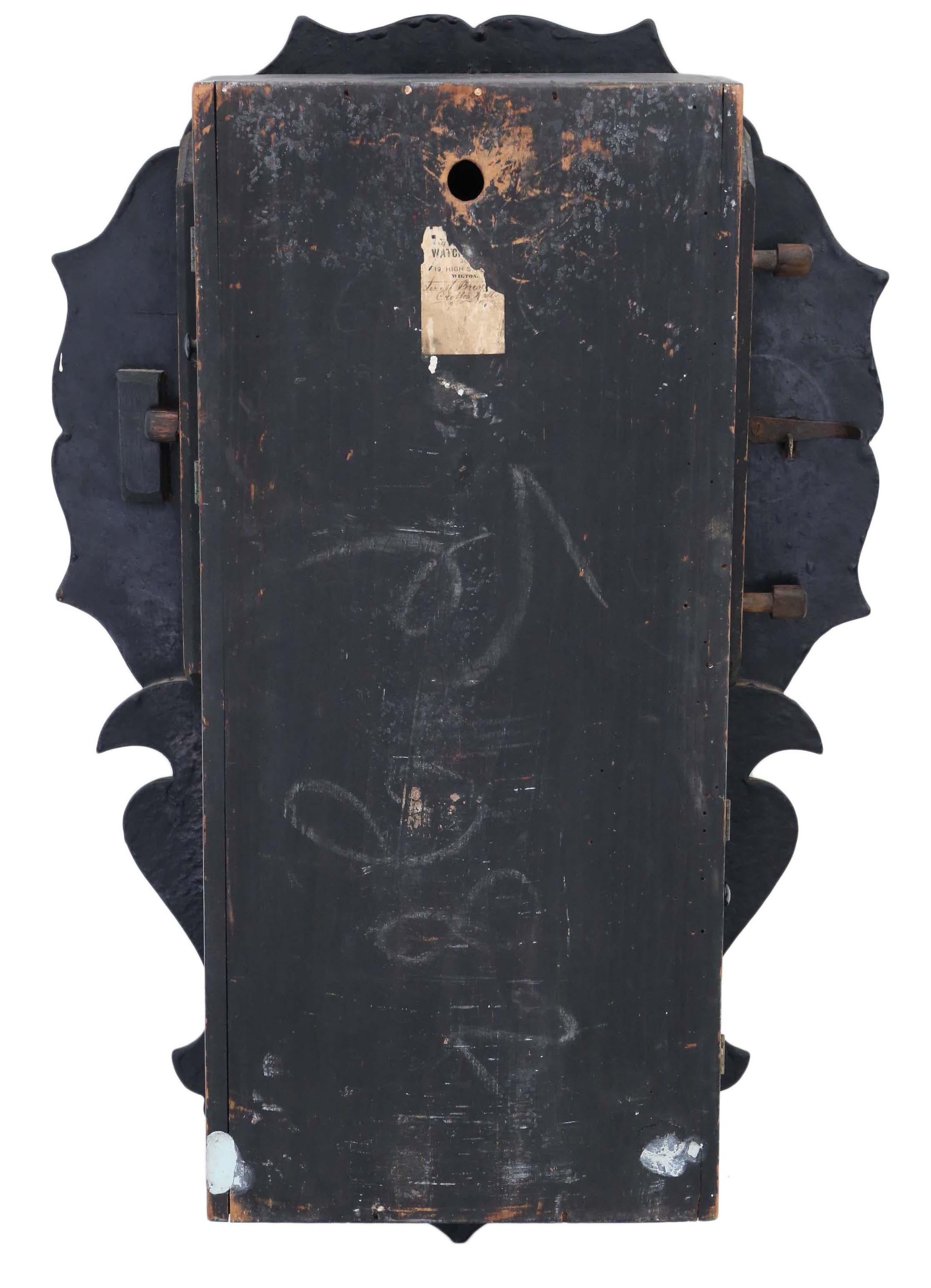 Antike viktorianische einreihige Fusee-Wanduhr mit Perlmutt-Intarsien im Angebot 8