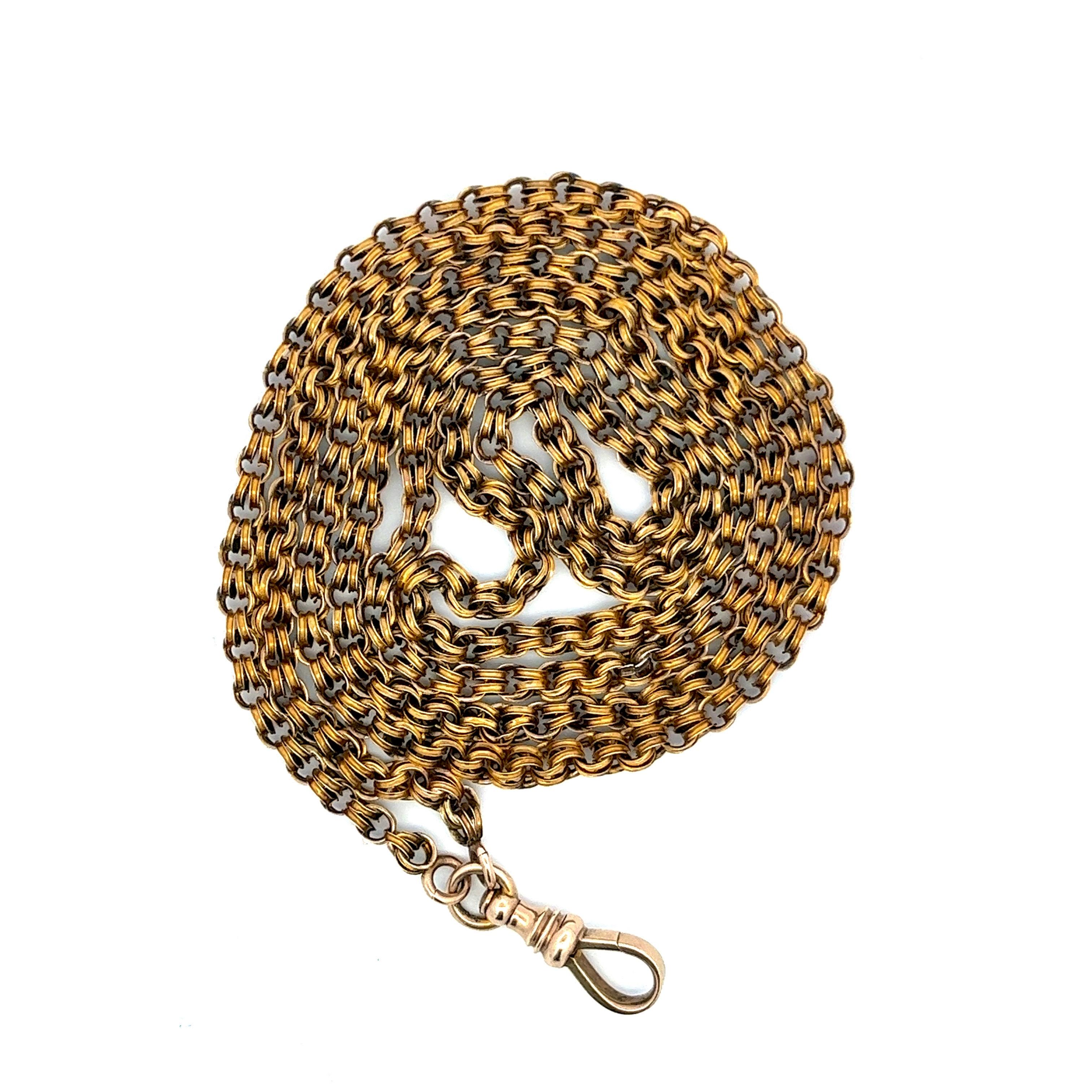 Women's or Men's Antique Victorian Slide Chain Pocket Watch Necklace 10 Karat Yellow Gold