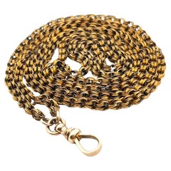 Antique Victorian Slide Chain Pocket Watch Necklace 10 Karat Yellow Gold