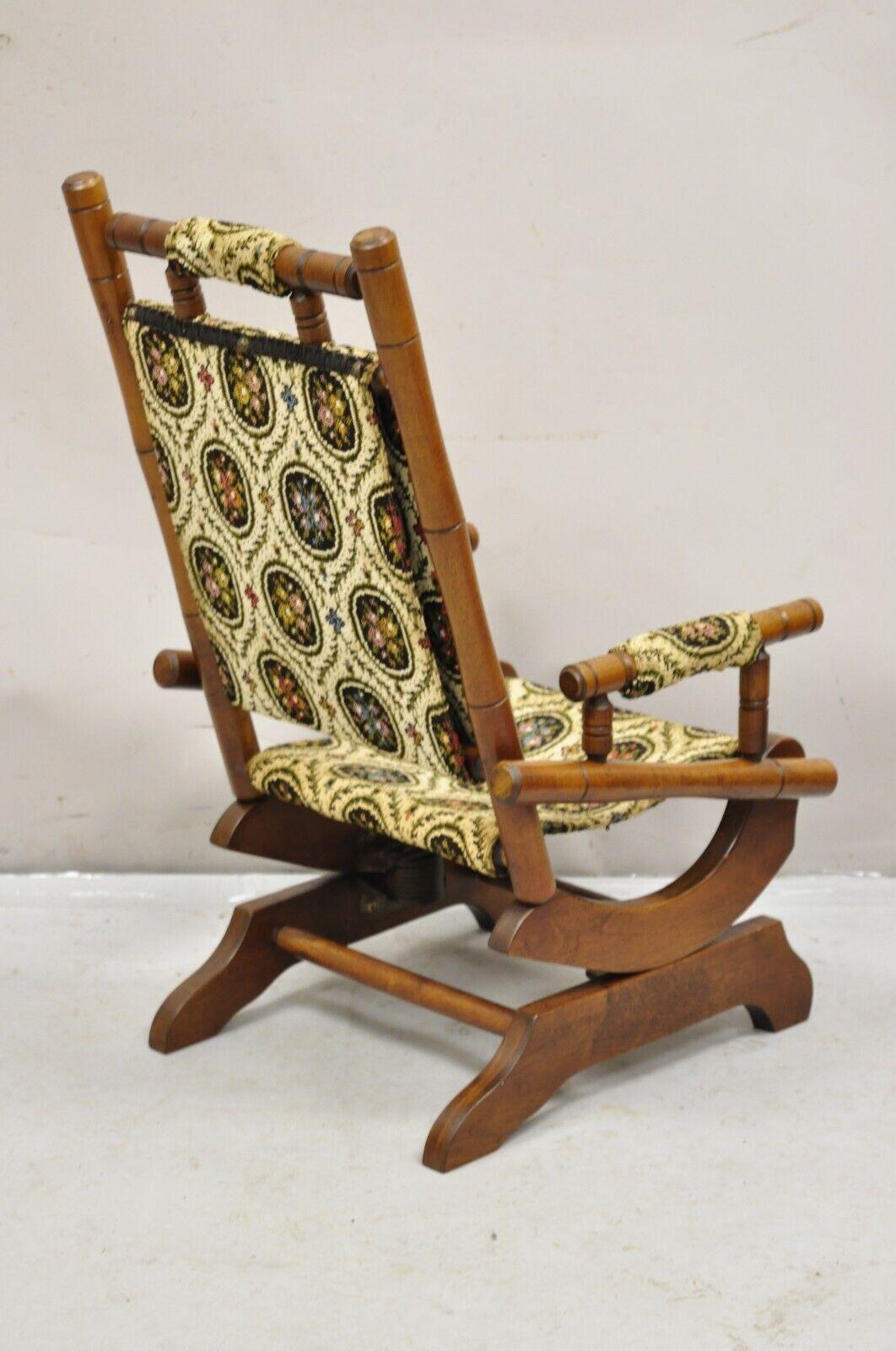 Antique Victorian Small Child's Maple Wood Platform Rocker Rocking Chair For Sale 1