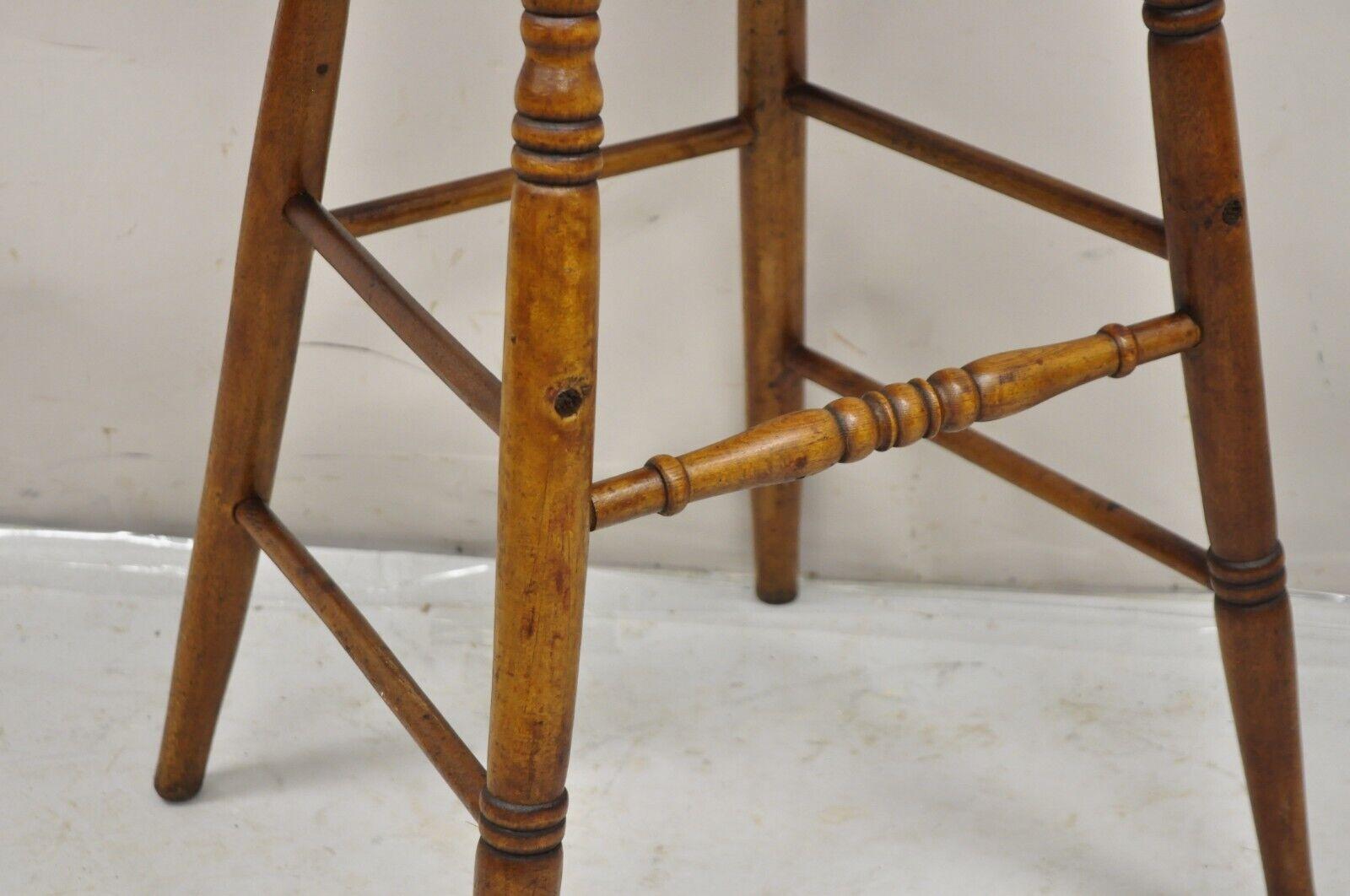 Antique Victorian Small Child's Oak Wood Spindle Cane Seat High Chair For Sale 2