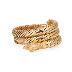 Antique Victorian Snake Bracelet Coiled 18k Yellow Gold French Import Jewelry
