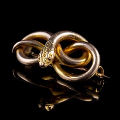Antique Victorian Snake Brooch 15 Carat Gold, circa 1880