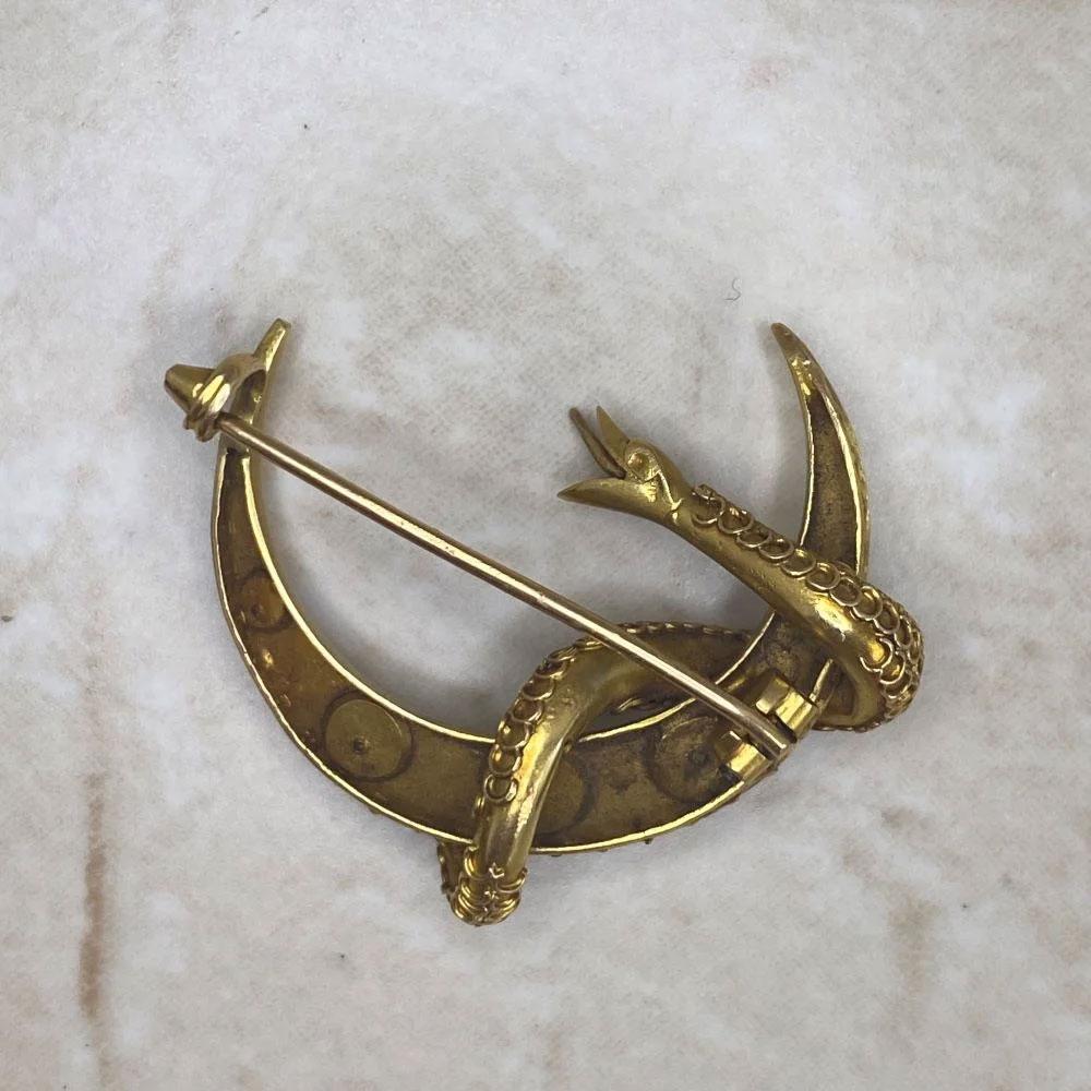 Art Deco Antique Victorian Snake Brooch, Yellow Gold