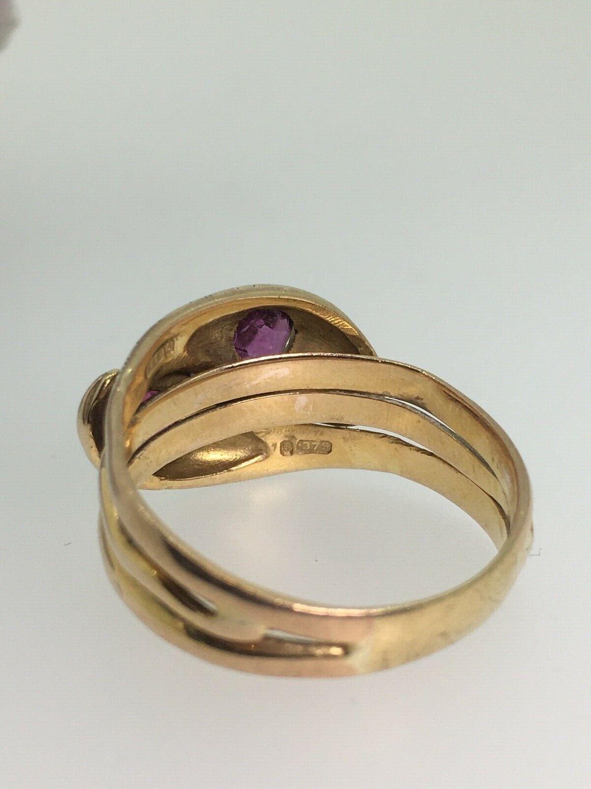 Antique (Victorian) Snake Shaped Spinel Ring in 9K Rose Gold. Chester, c1885. For Sale 1