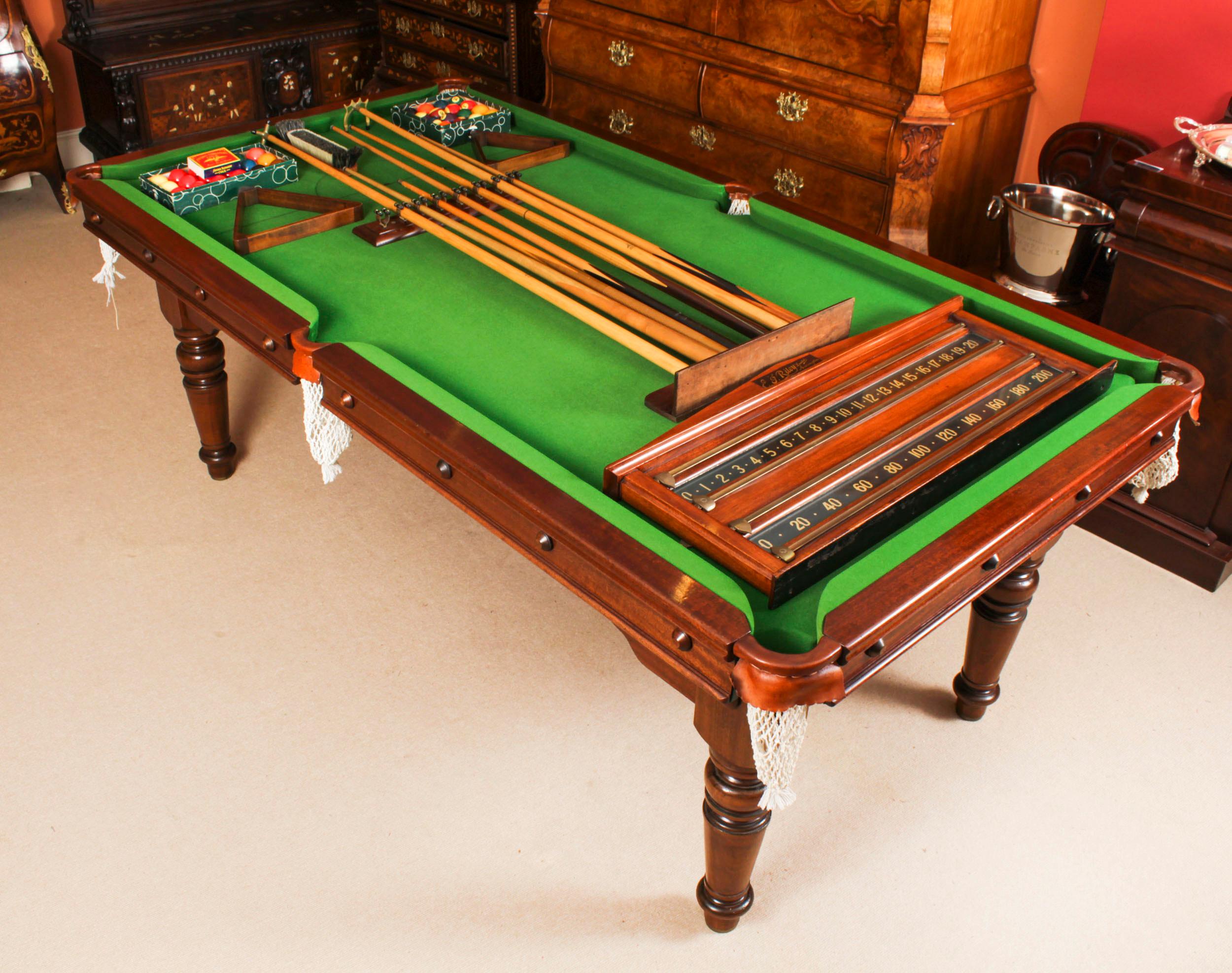 Antique Victorian Snooker / Dining Table C1900 & 8 Chairs For Sale 3