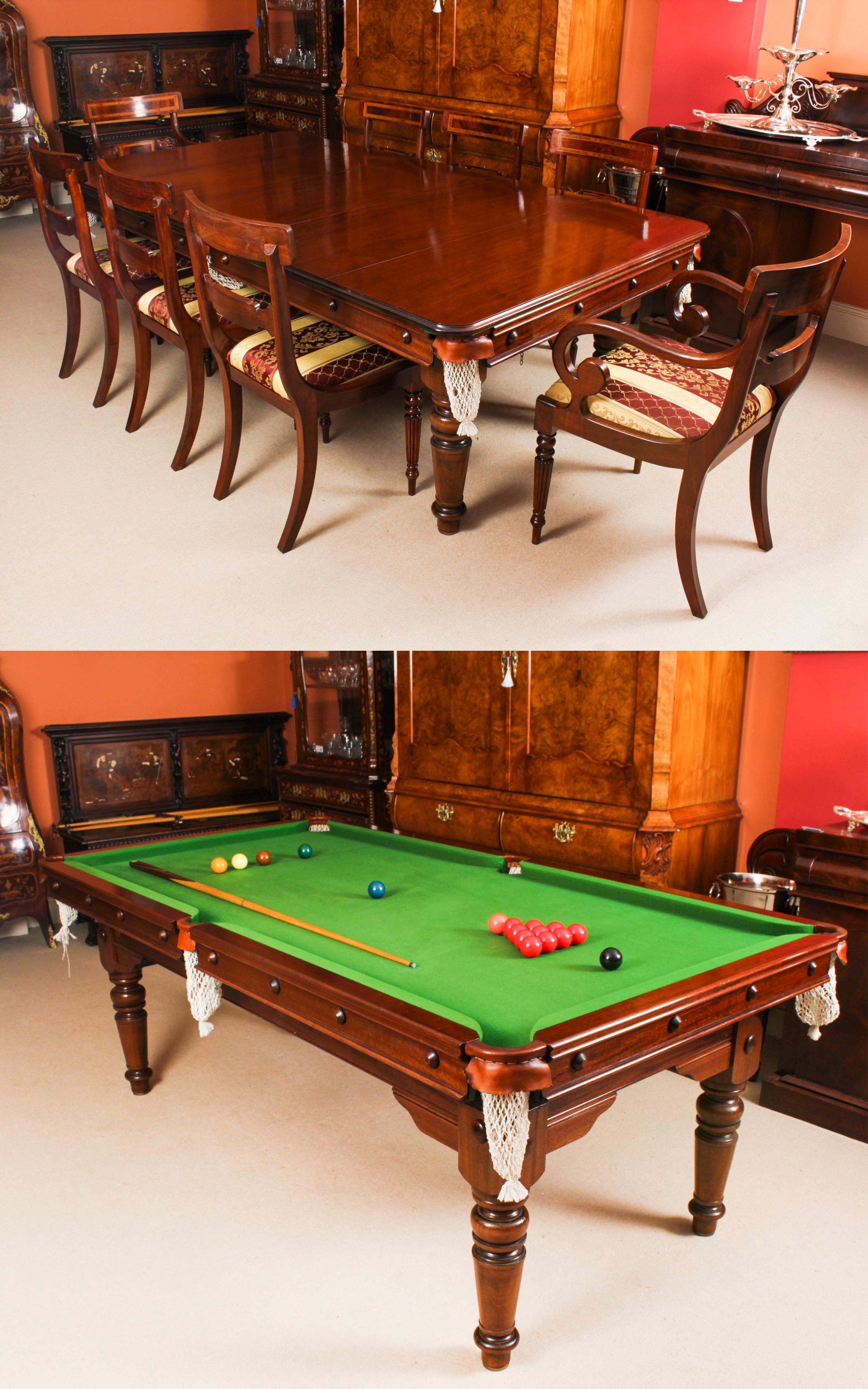 Antique Victorian Snooker / Dining Table C1900 & 8 Chairs For Sale 13
