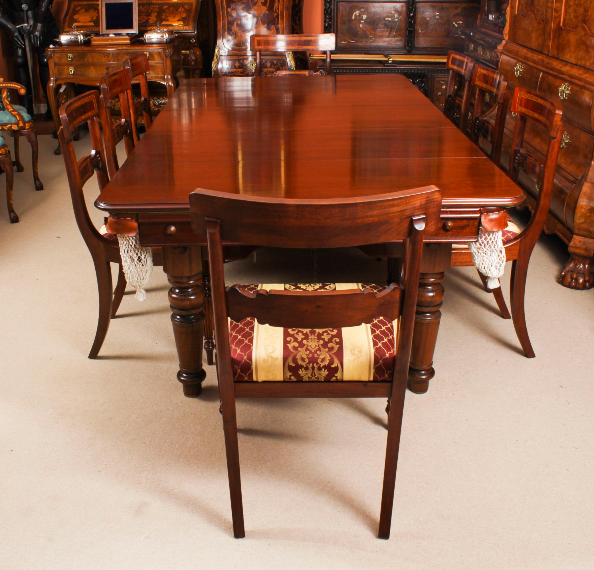 Antique Victorian Snooker / Dining Table C1900 & 8 Chairs In Good Condition For Sale In London, GB