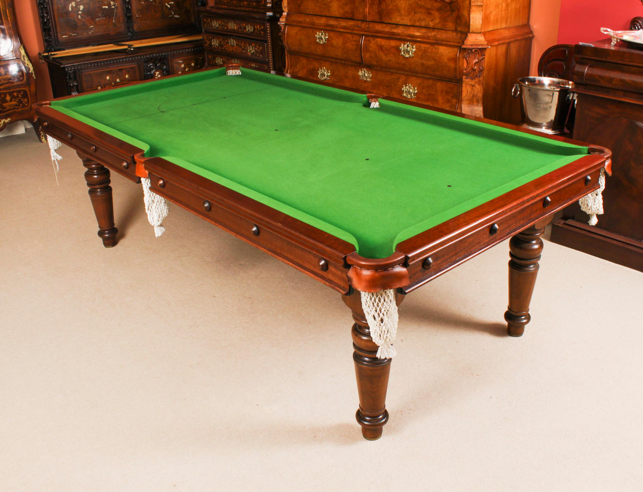 Mahogany Antique Victorian Snooker / Dining Table C1900 & 8 Chairs For Sale