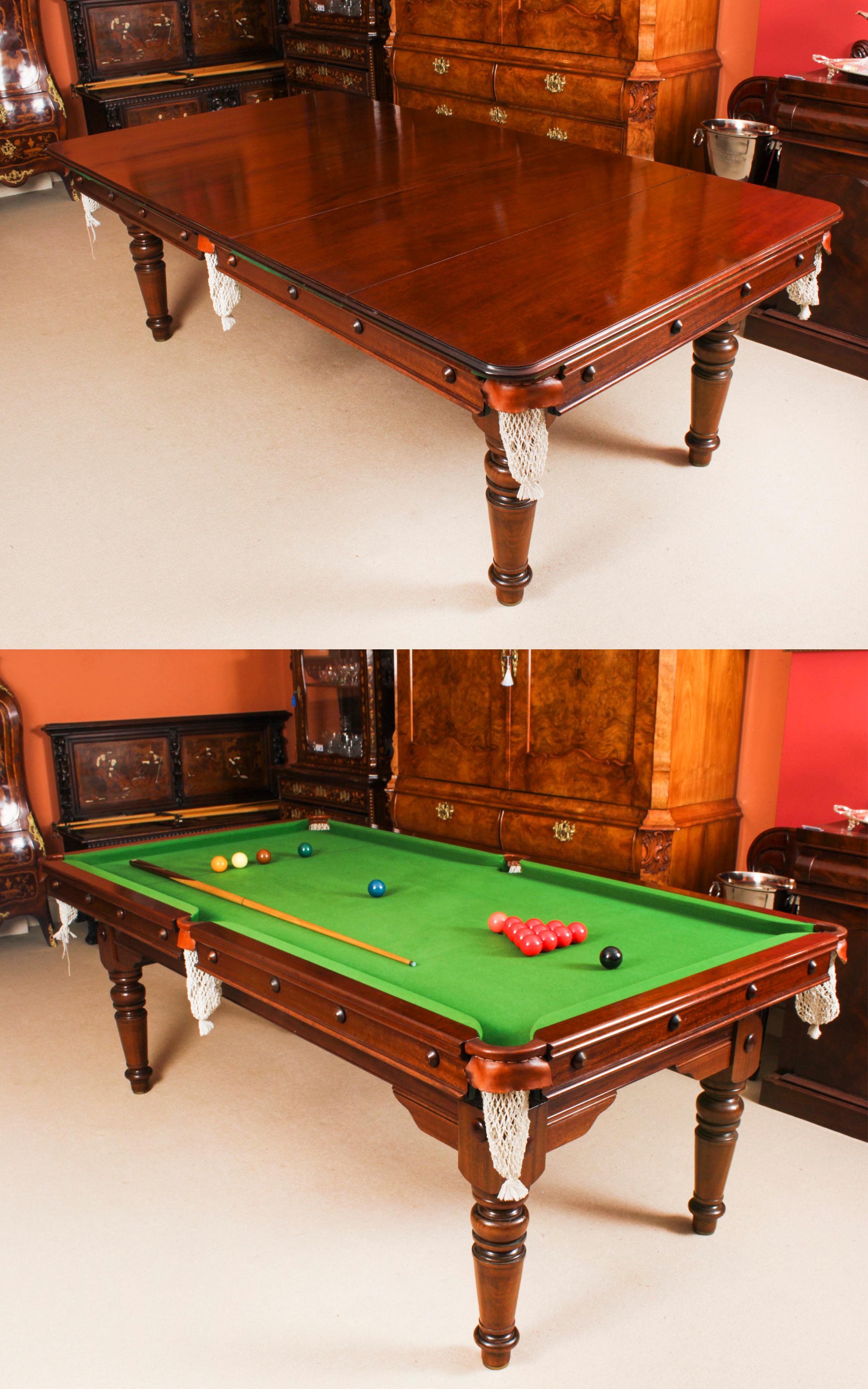 Ancienne table de snooker / salle à manger victorienne entièrement rénovée Circa 1900 en vente 13