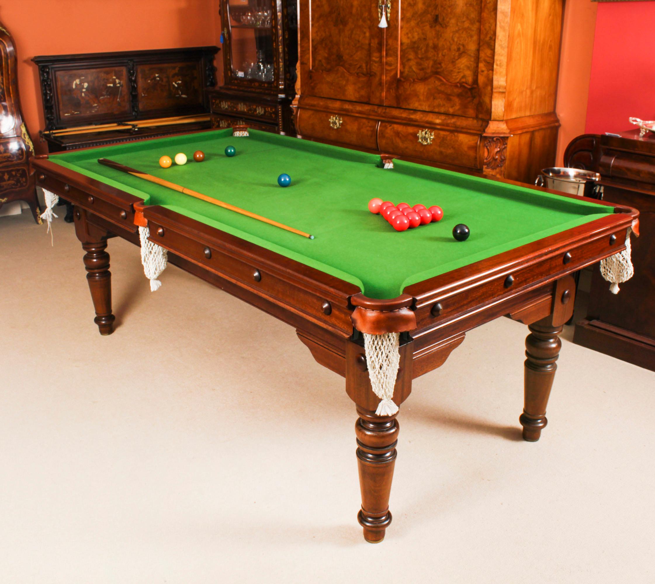 English Antique Victorian Snooker / Dining Table Fully Refurbished Circa 1900 For Sale