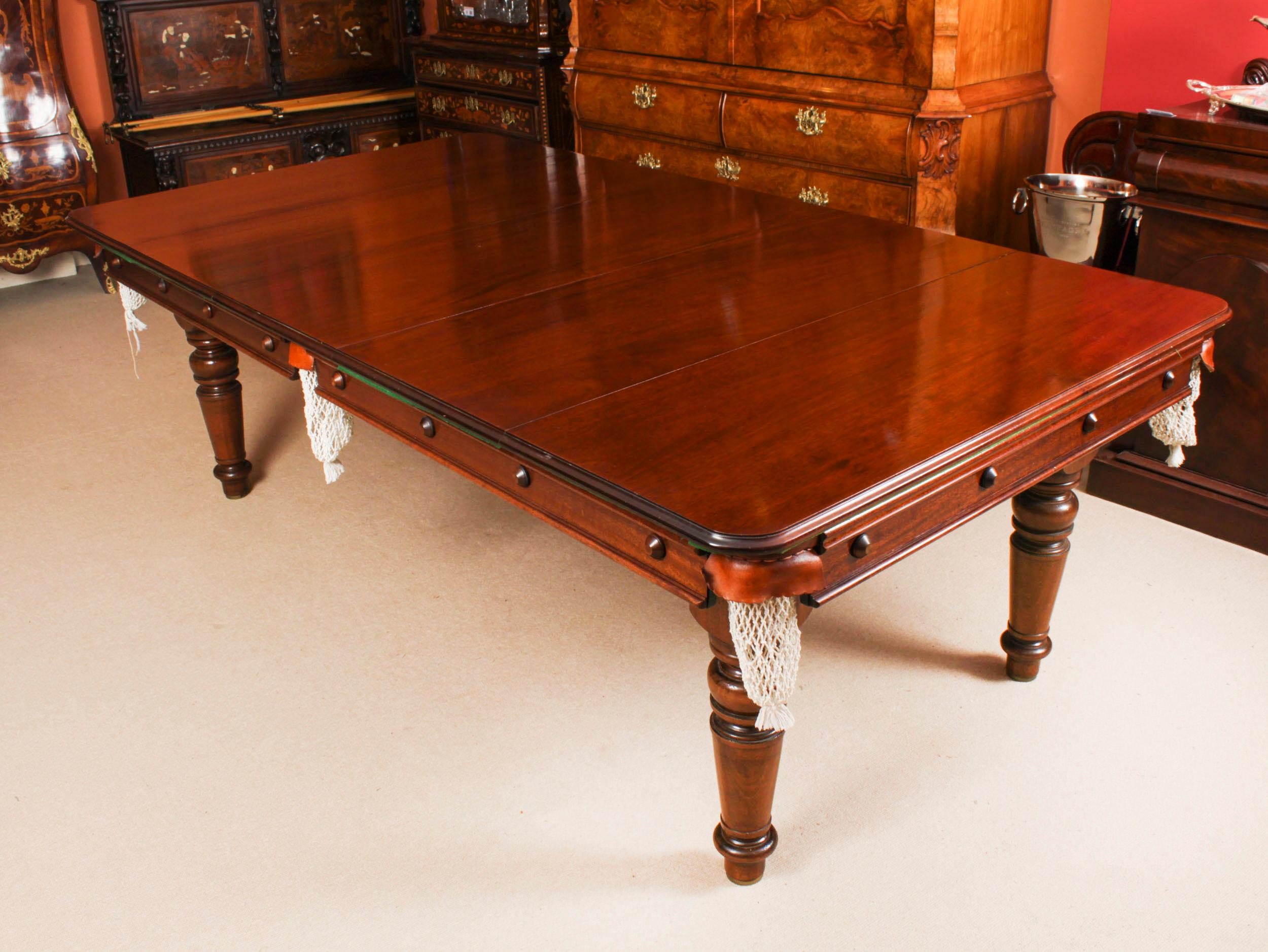 Early 20th Century Antique Victorian Snooker / Dining Table Fully Refurbished Circa 1900 For Sale