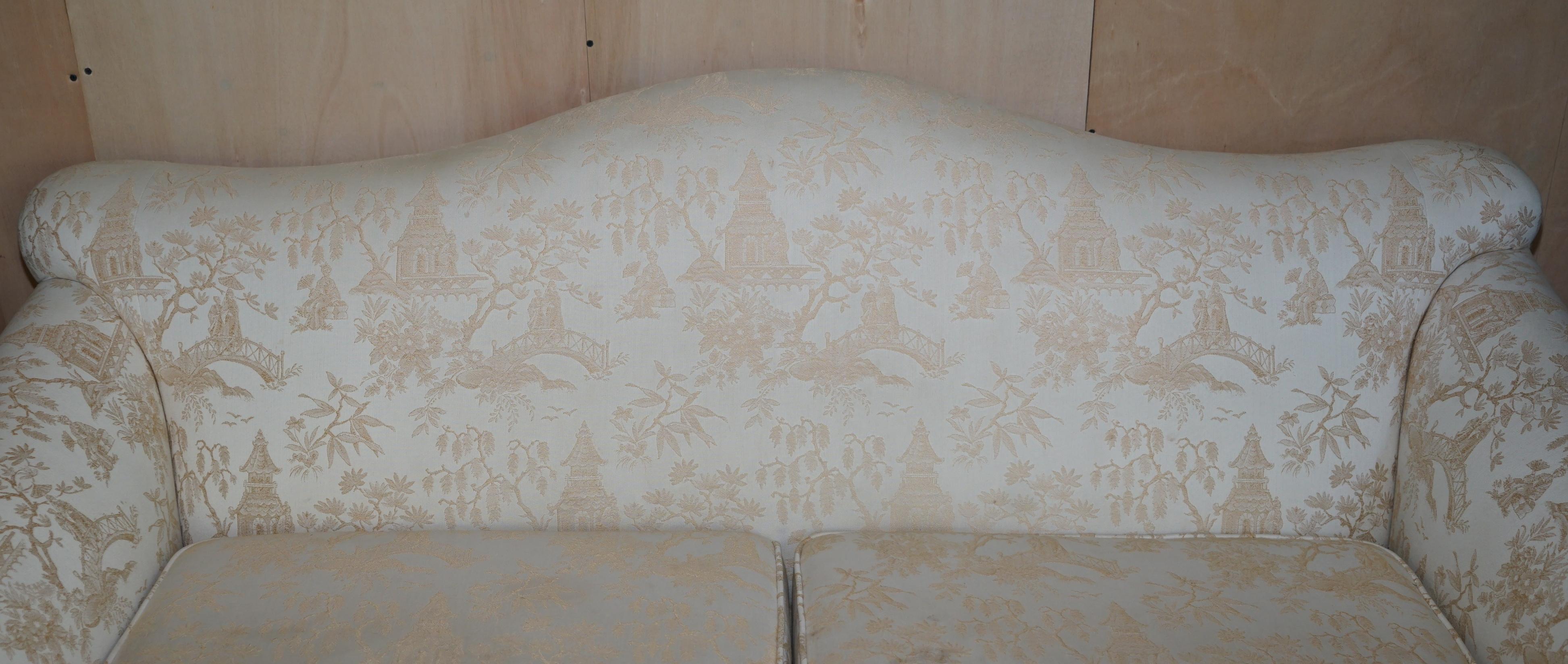 Antique Victorian Sofa & Armchair Suite Chinoiserie Upholstery Claw & Ball Feet For Sale 10