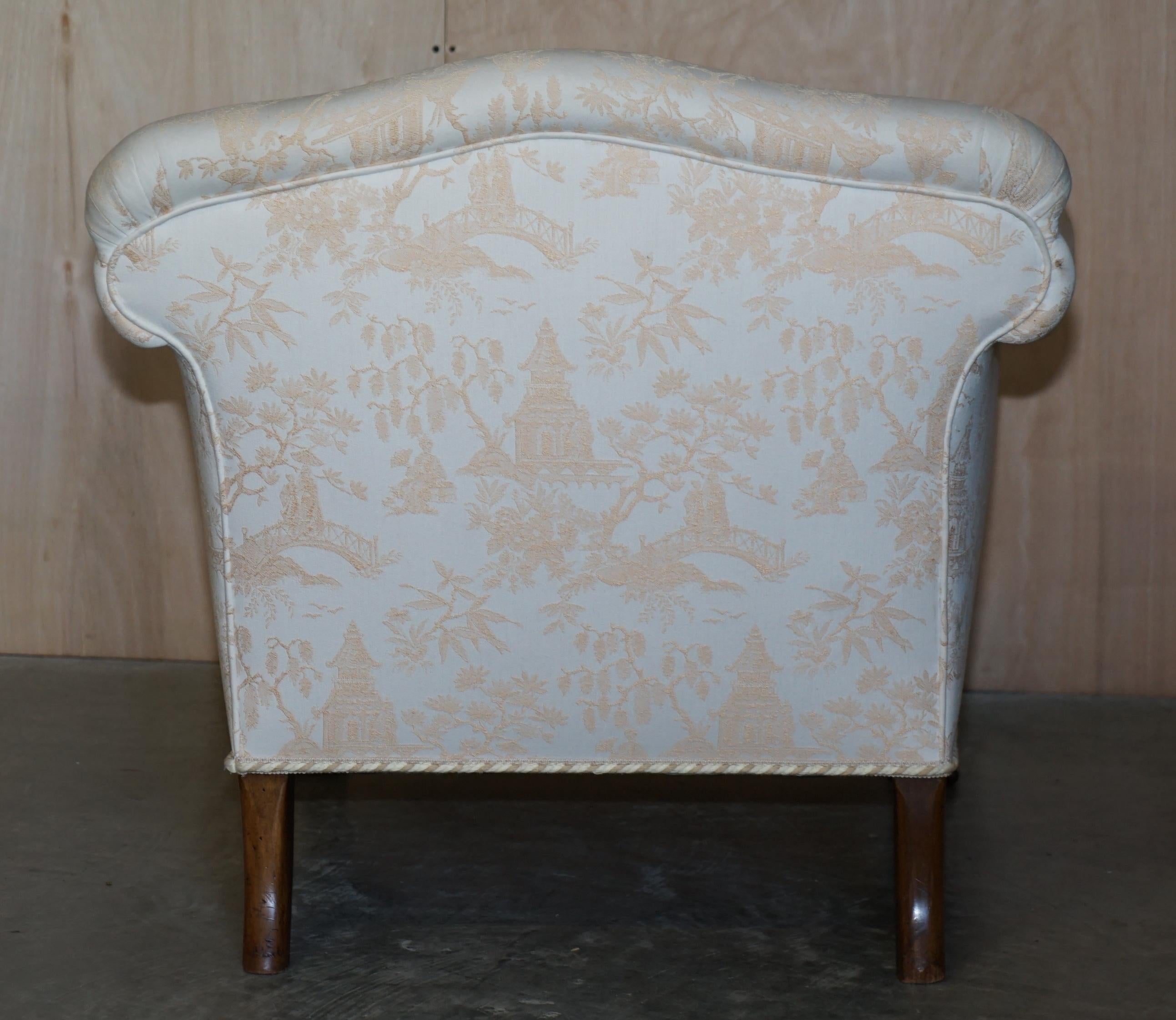 Antique Victorian Sofa & Armchair Suite Chinoiserie Upholstery Claw & Ball Feet For Sale 2