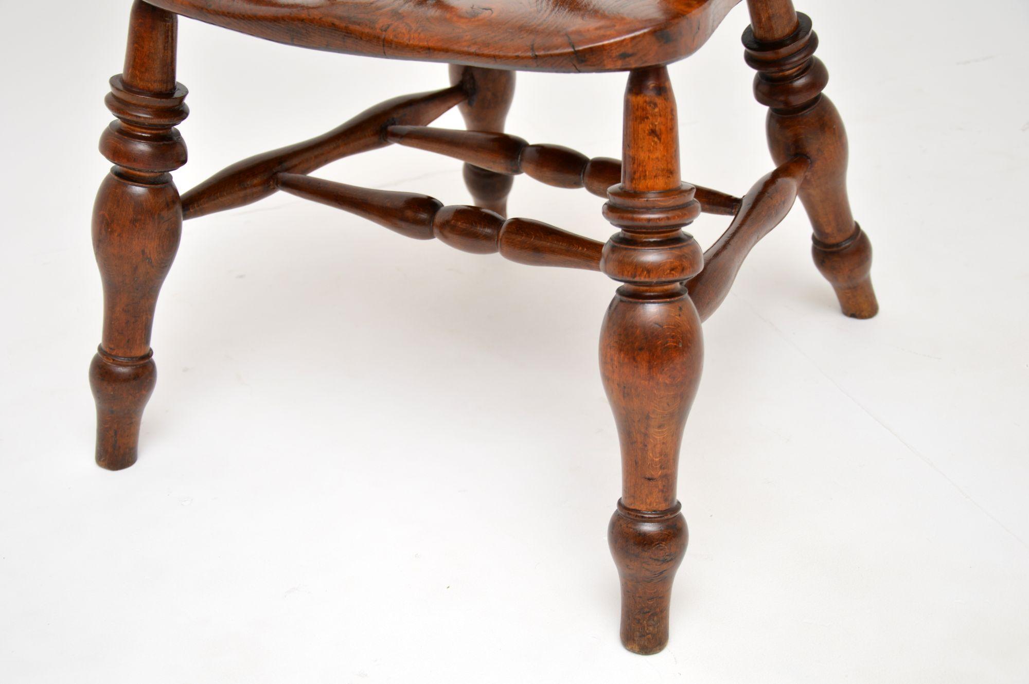 Antique Victorian Solid Elm Captains Desk Chair 5