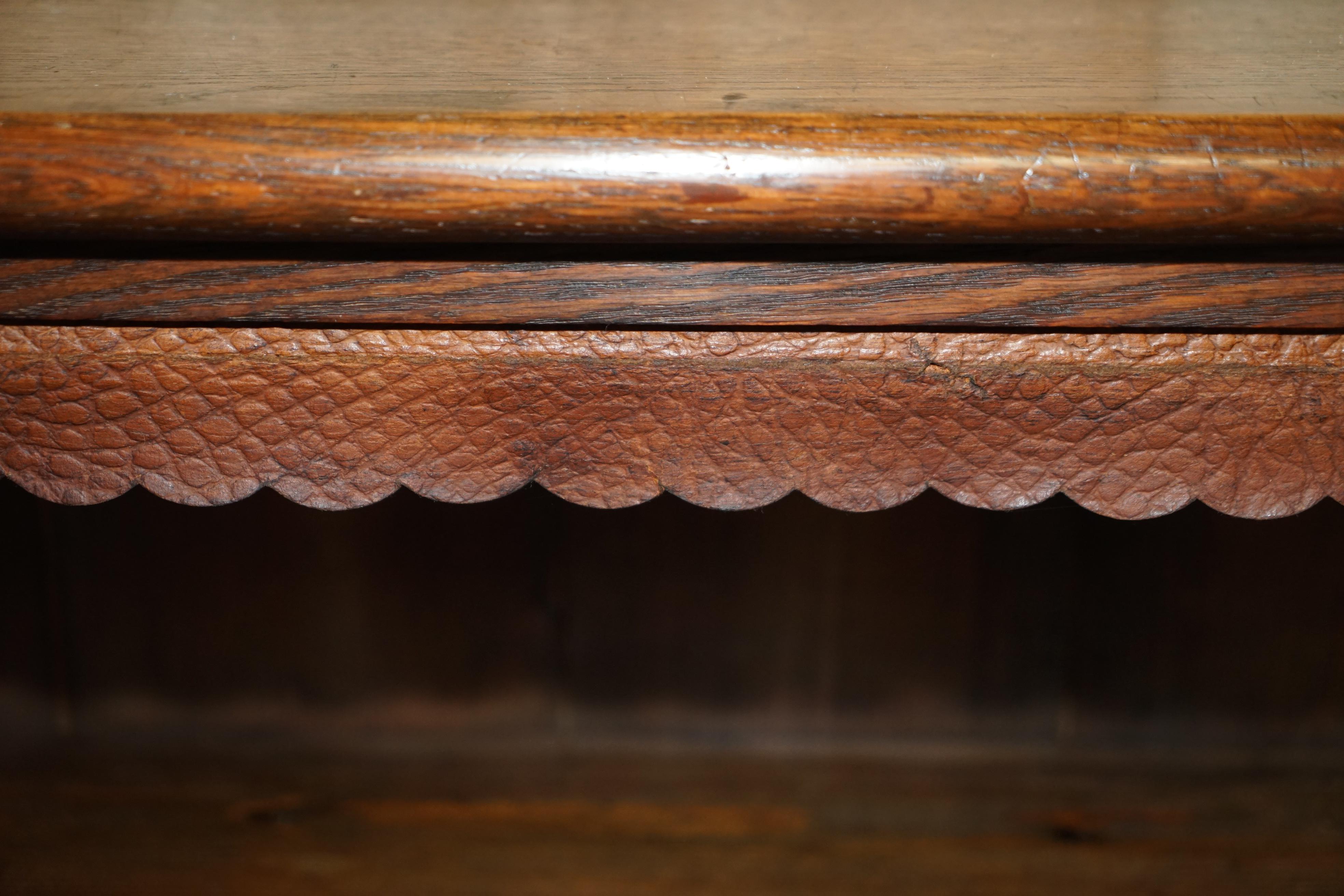 Antique Victorian Solid English Oak Library Open Bookcase Sideboard 5