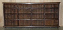Antique Victorian Solid English Oak Library Open Bookcase Sideboard