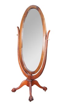 Antique Victorian Solid Mahogany Cheval Dressing Mirror Ball & Claw Foot 67"