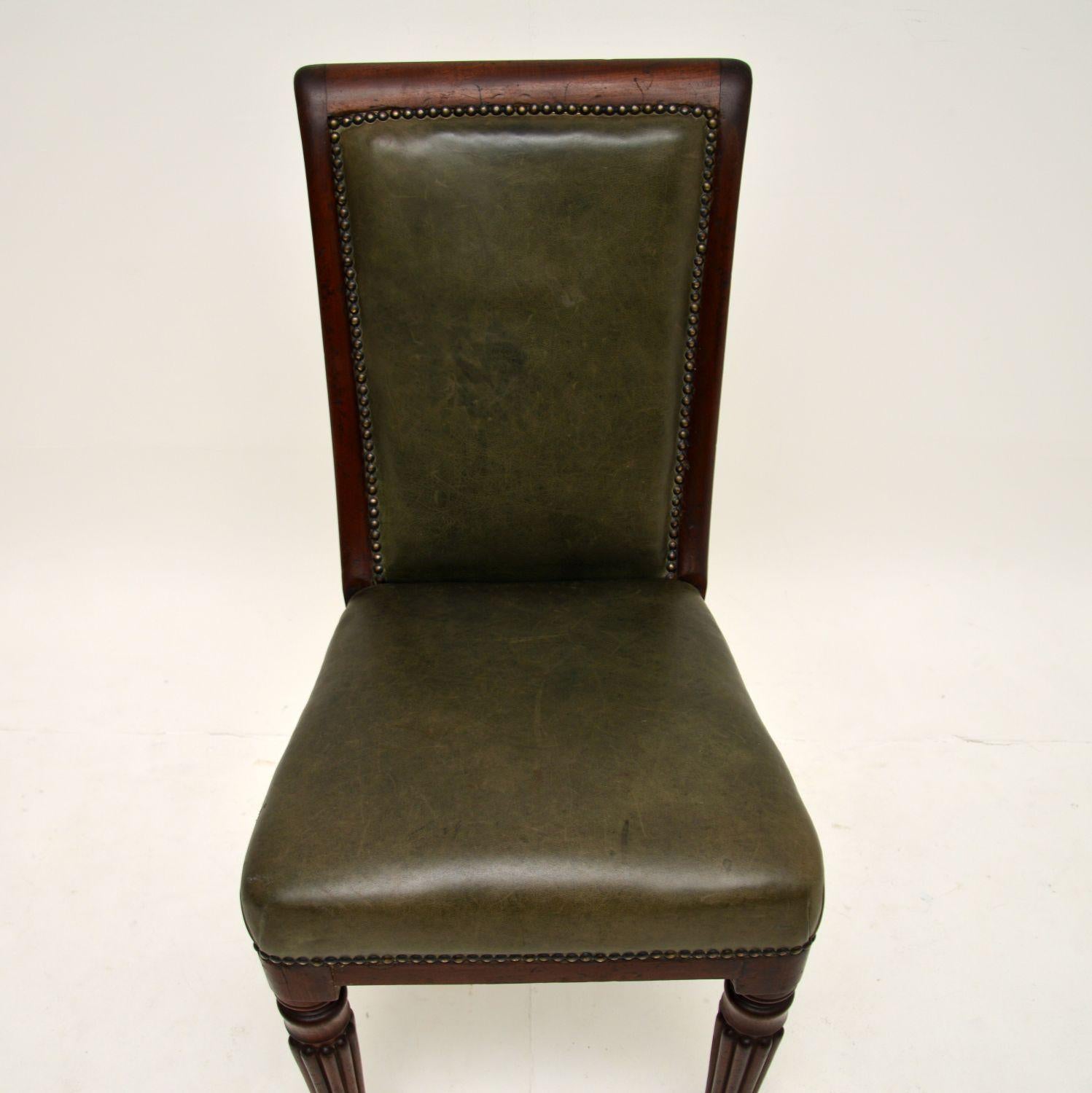 Antique Victorian Solid Wood & Leather Desk / Side Chair 1