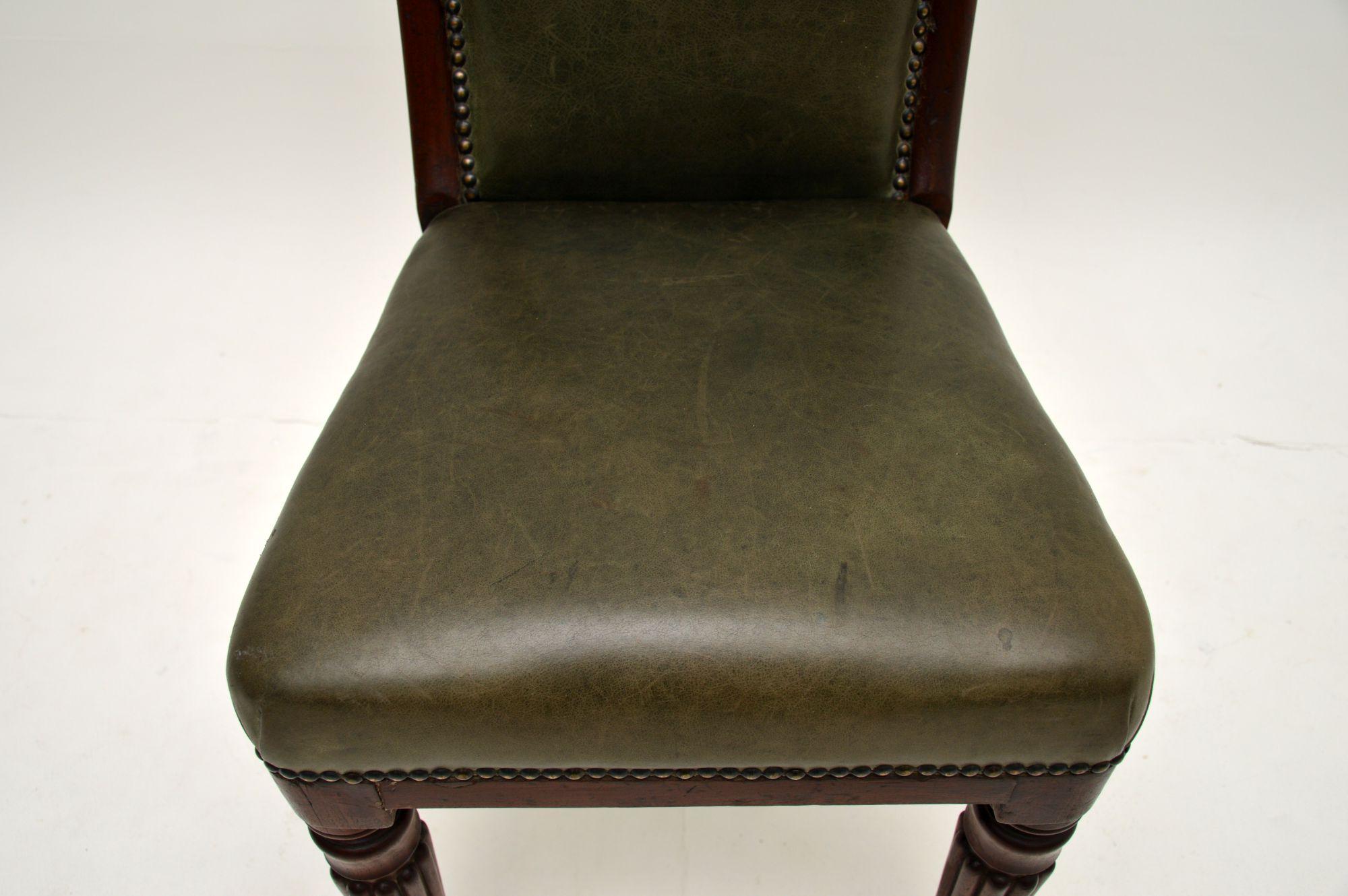 Antique Victorian Solid Wood & Leather Desk / Side Chair 3