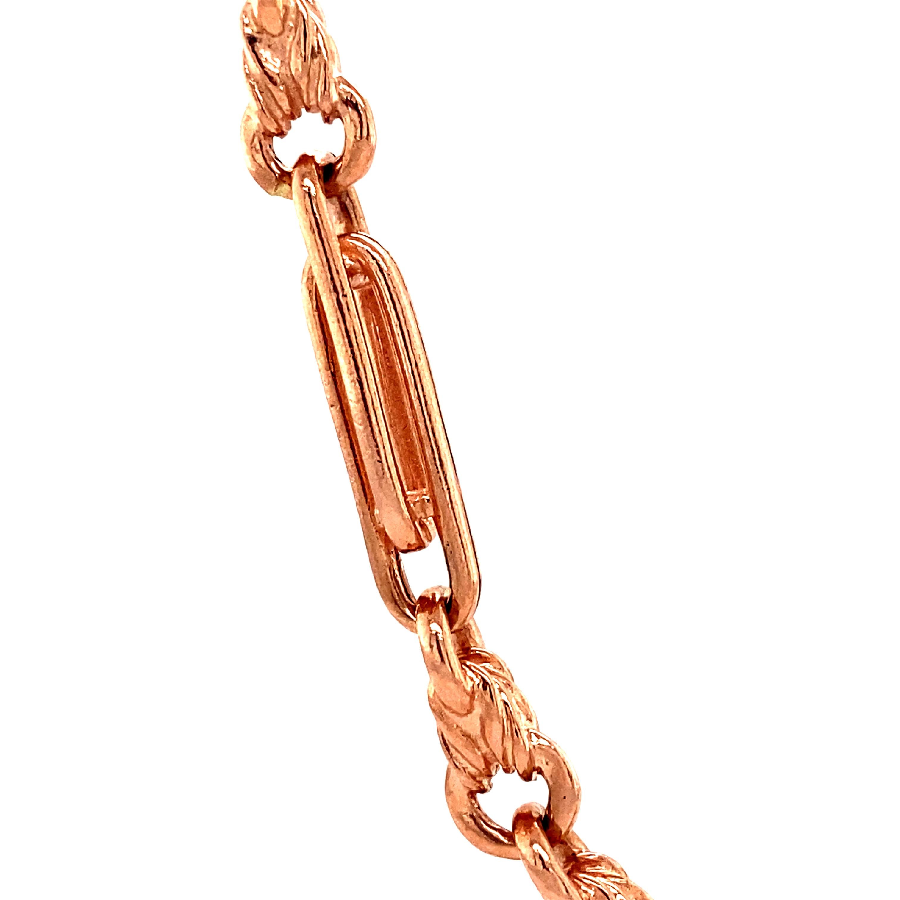 Antike viktorianische englische Uhrenkette aus 9 Karat Roségold, 45 Gramm im Zustand „Gut“ im Angebot in AMSTERDAM, NL