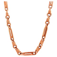 Antique Victorian English 9K Rose Gold Watch Chain, 45 Grams