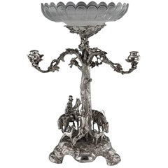 Antique Victorian Solid Silver Candelabrum Centrepiece, R Hennell, circa 1873