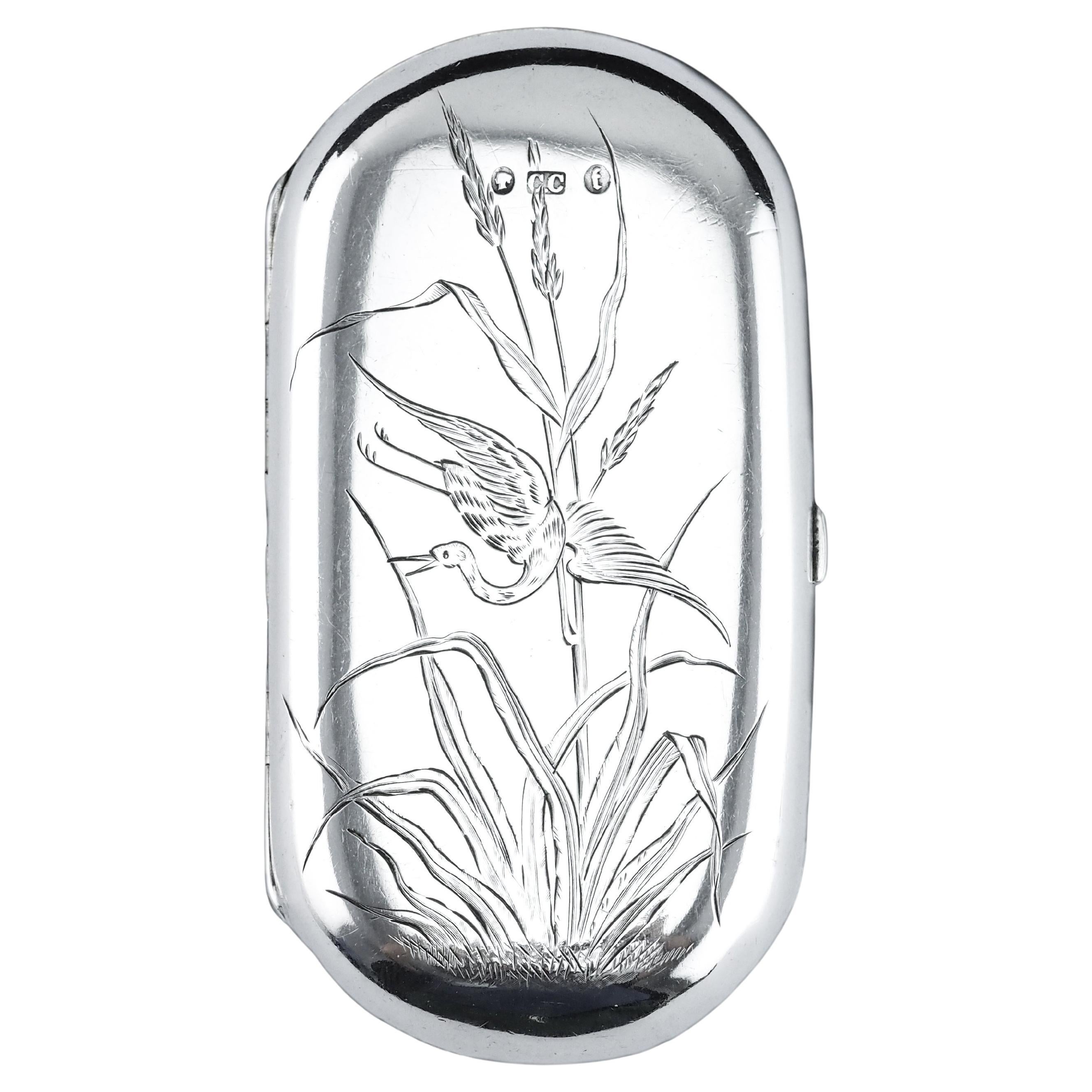 Antique Victorian Solid Silver Cigarette Case Aesthetic Style - Birmingham 1880