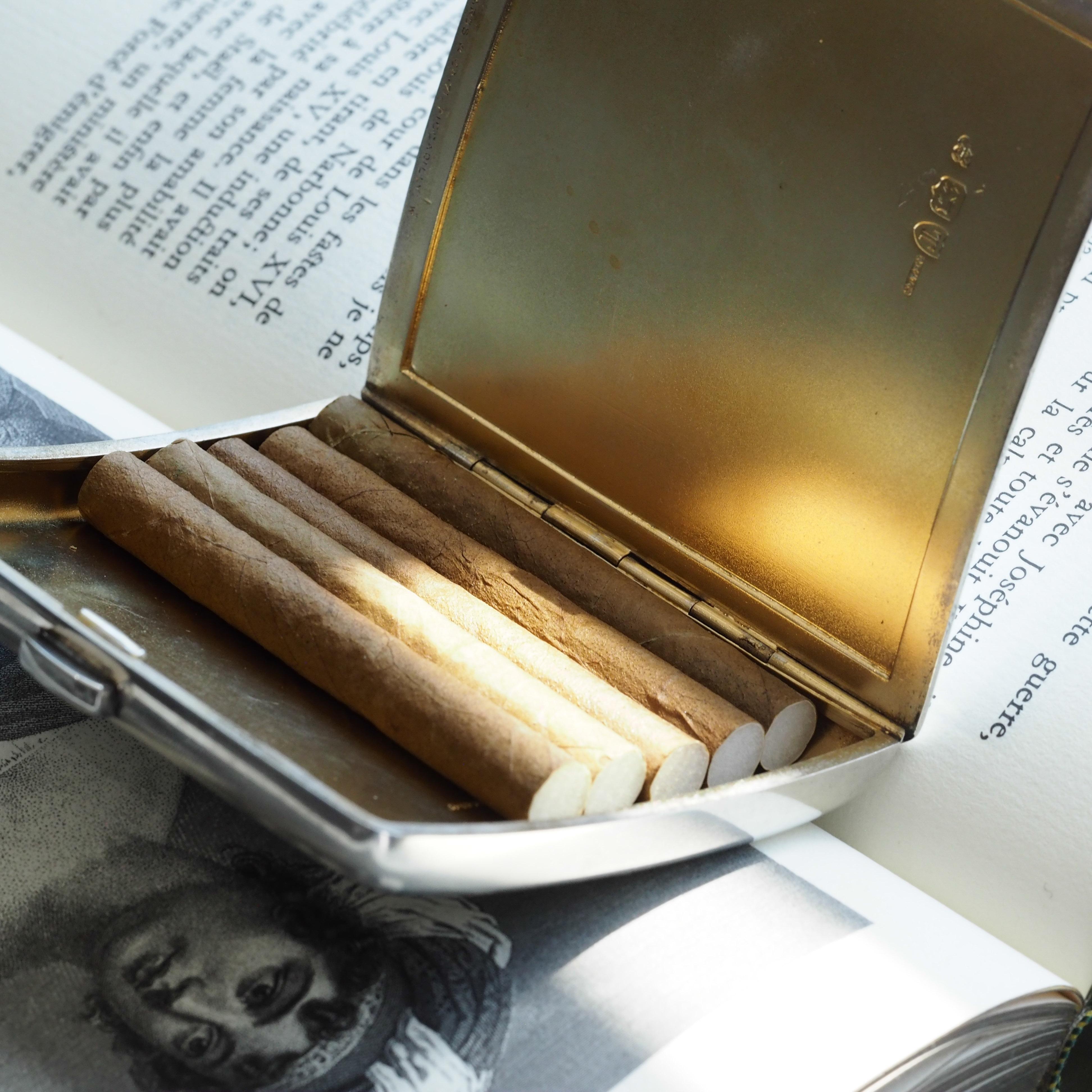 19th Century Antique Victorian Solid Silver Cigarette Case Curved & Crested - London 1894 For Sale