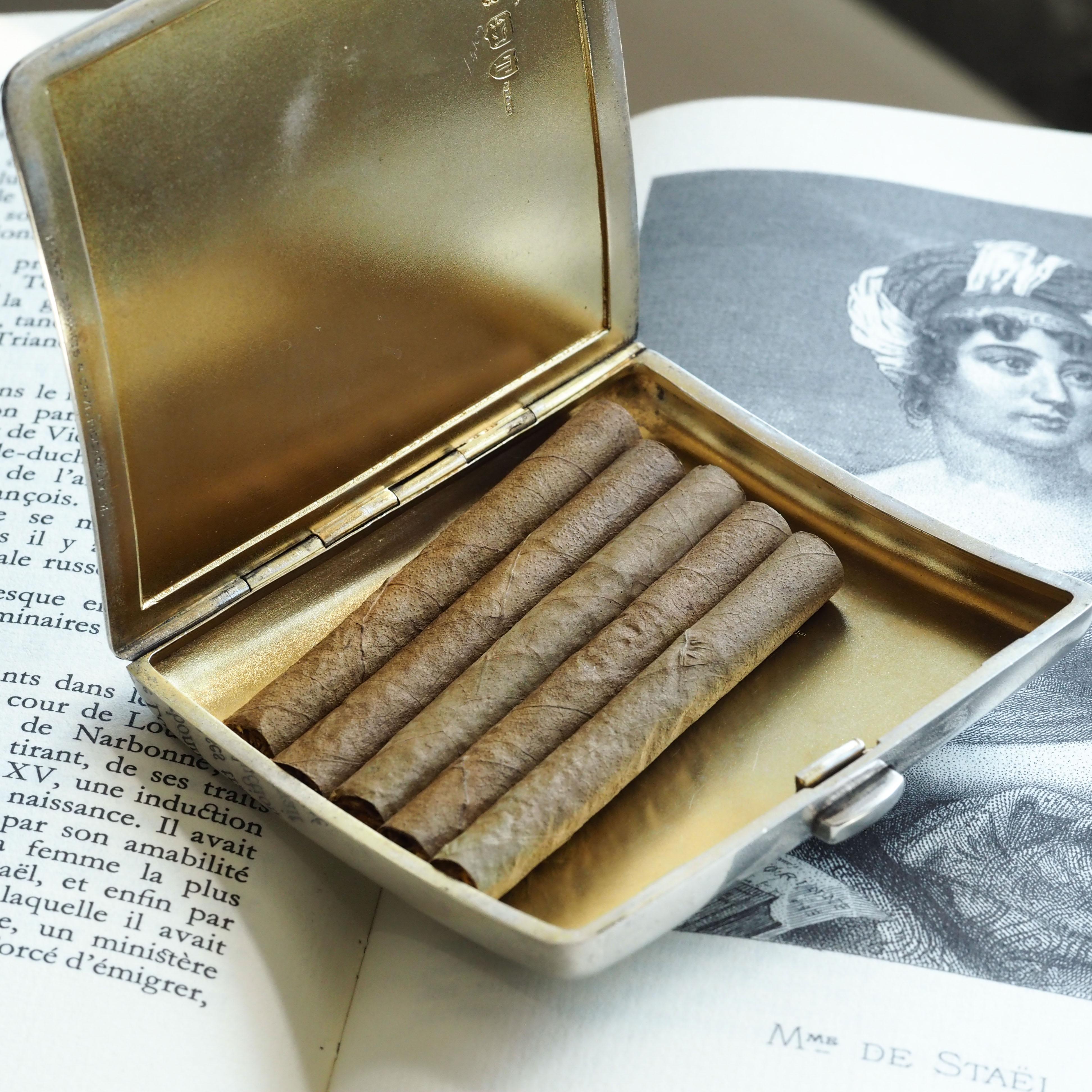 Sterling Silver Antique Victorian Solid Silver Cigarette Case Curved & Crested - London 1894 For Sale