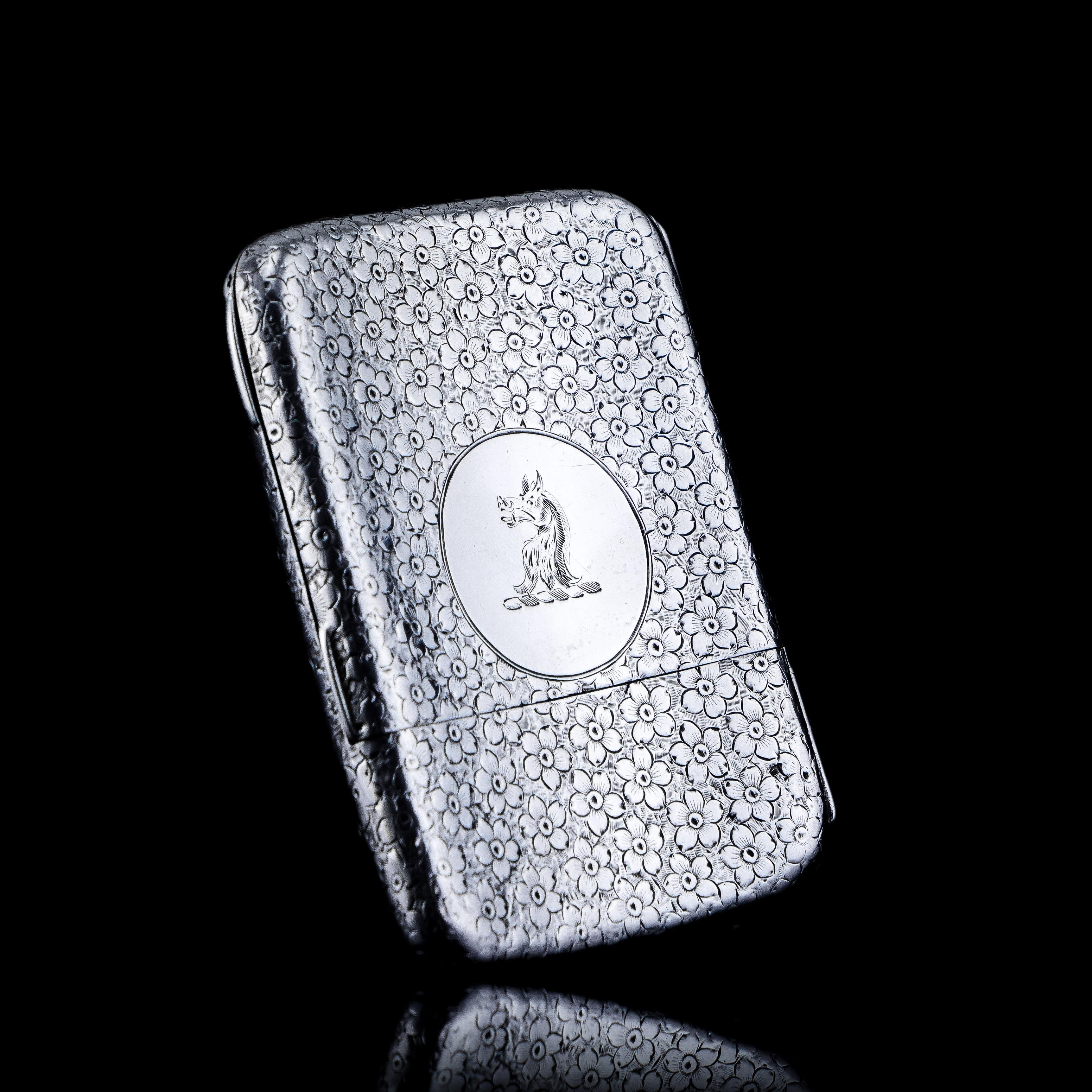 Antique Victorian Solid Silver Cigarette Case with Unusual Opening - 1886 im Angebot 5