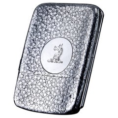 Antique Victorian Solid Silver Cigarette Case with Unusual Opening - 1886