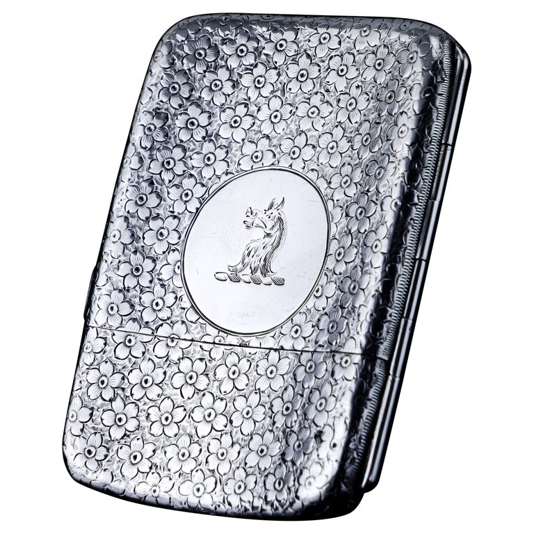 unique cigarette case Antique Victorian Solid Silver Cigarette Case with Unusual Opening